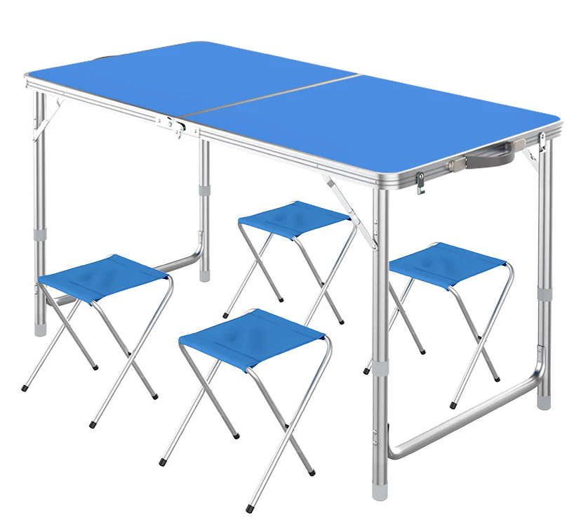 Outdoor Folding Table Adjustable Foldable 120cm (Blue) - Image 5