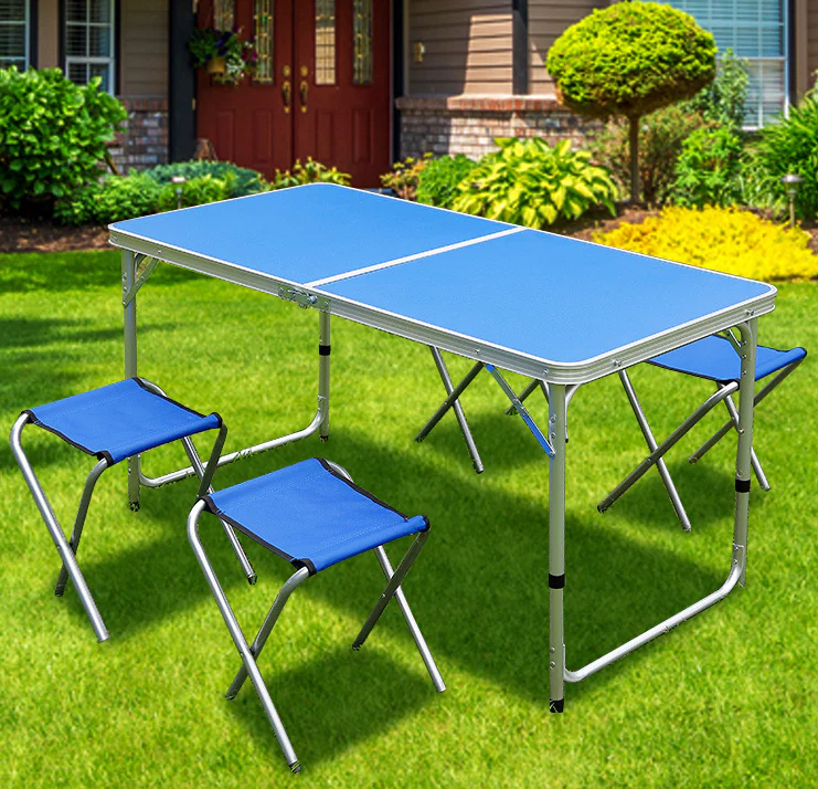 Outdoor Folding Table Adjustable Foldable 120cm (Blue) - Image 6