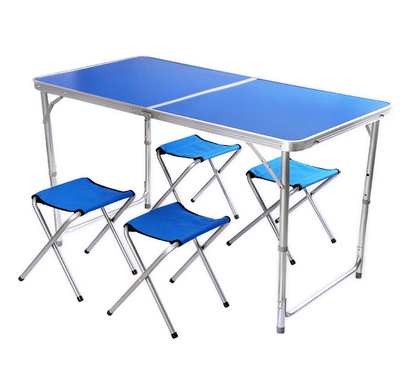 Outdoor Folding Table Adjustable Foldable 120cm (Blue) - Image 7