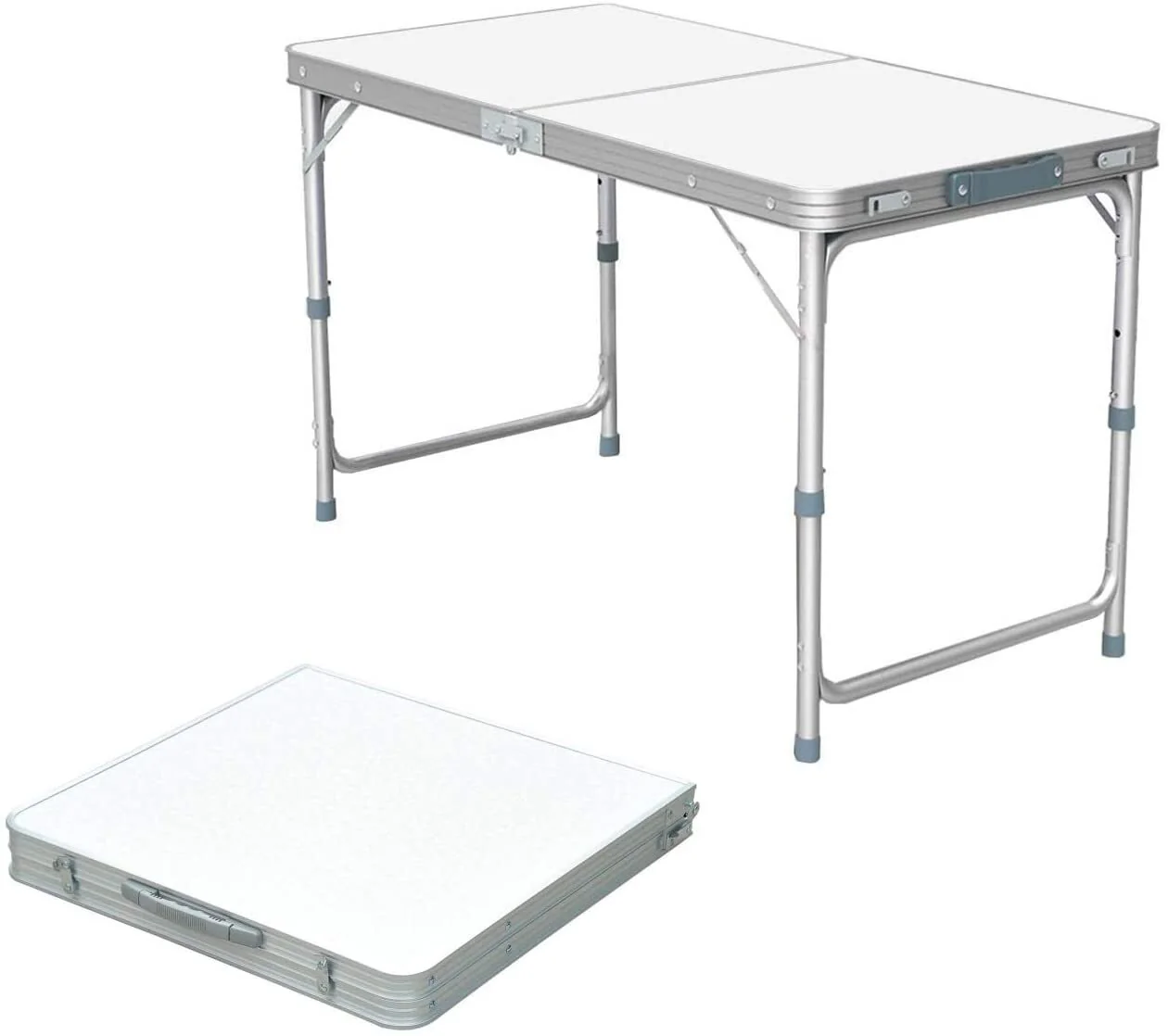 Outdoor Folding Table Adjustable Foldable 120cm (White) - Image 4