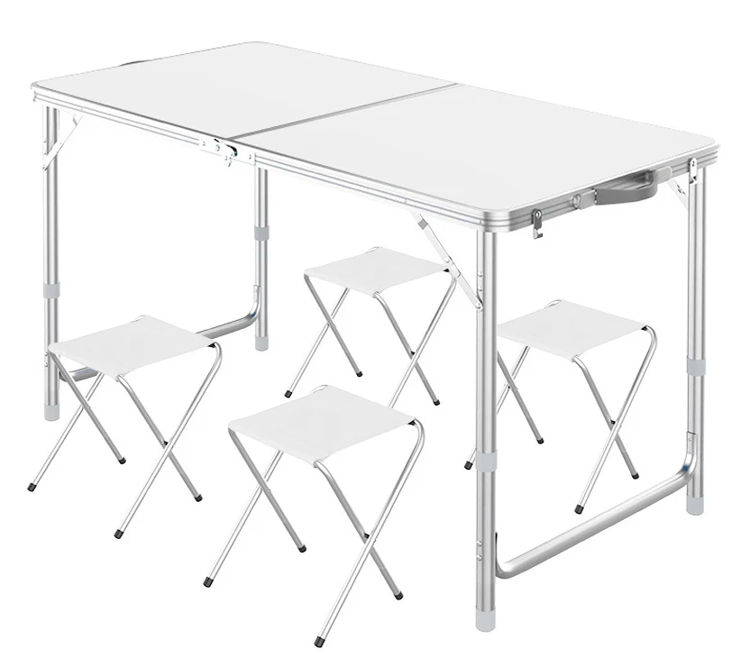 Outdoor Folding Table Adjustable Foldable 120cm (White) - Image 9