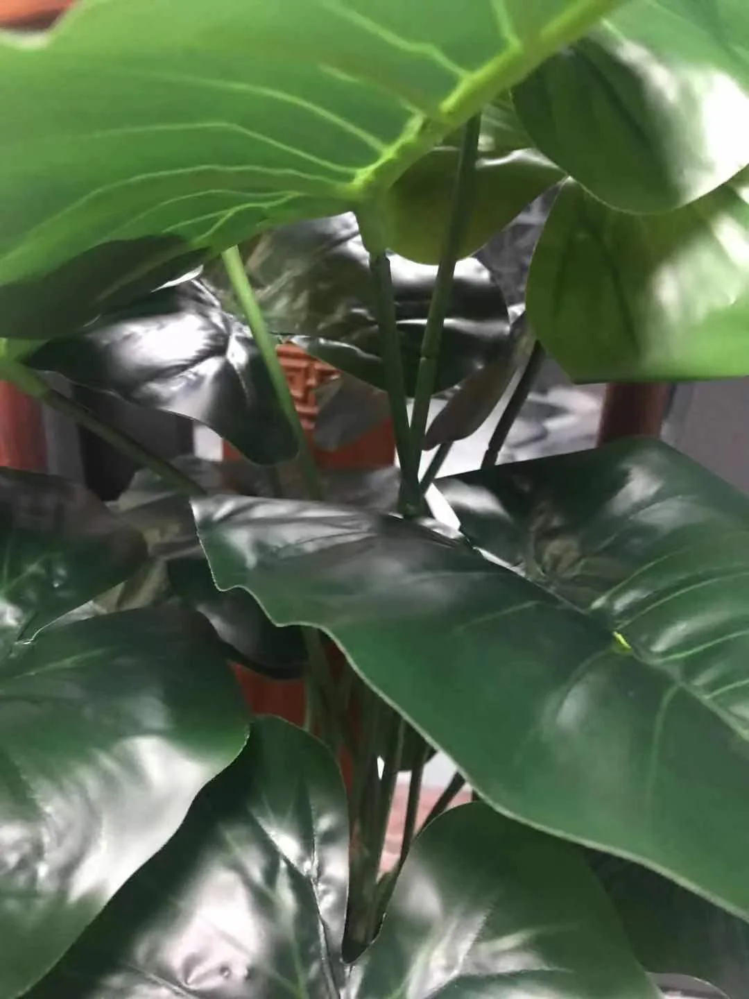 Pack of Two 18-Leaf Real Touch Artificial Elephant's Ears Plants Alocasia Trees In Pots - Image 8