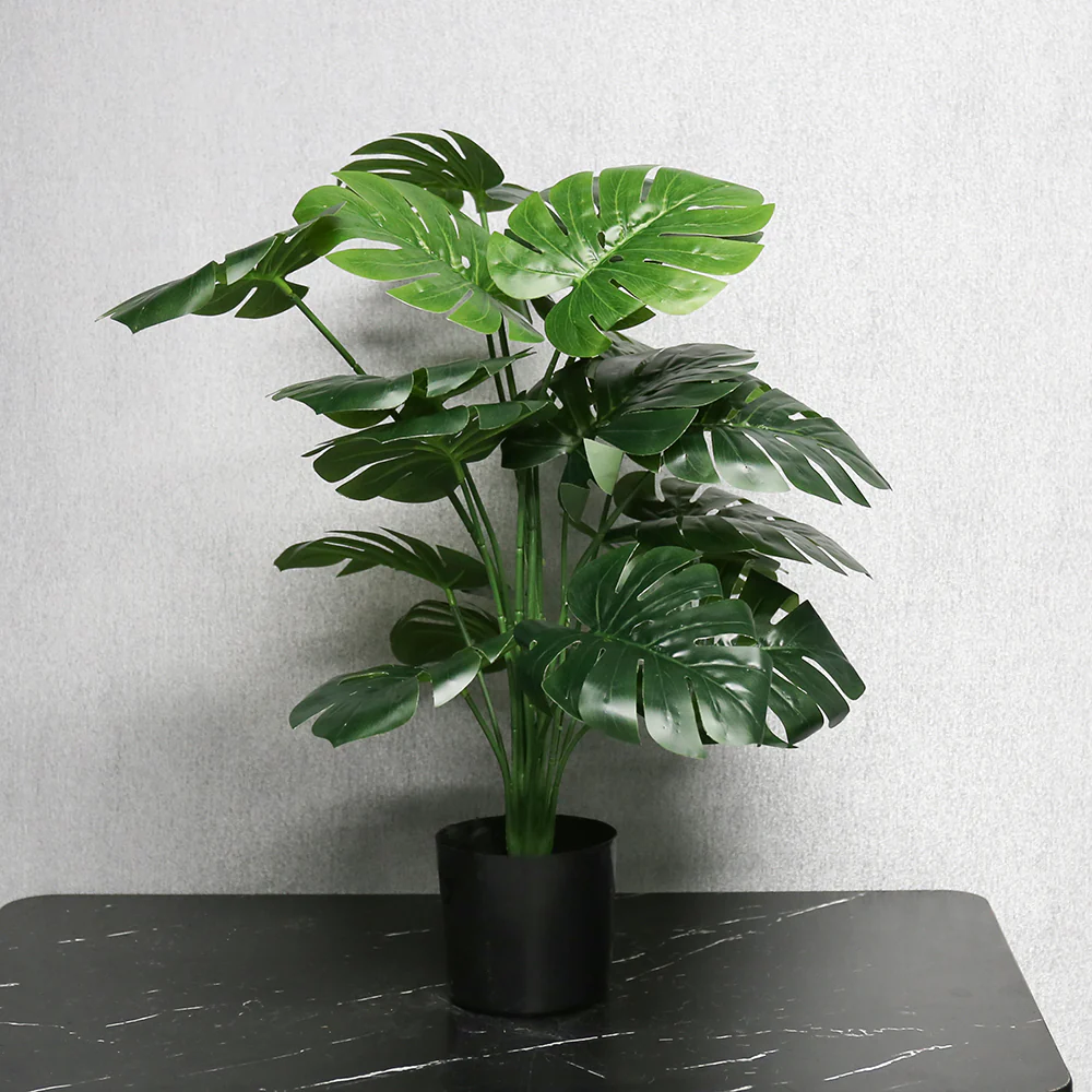 Pack of Two 18-Leaf Real Touch Artificial Monstera Plants Philodendron Trees In Pots - Image 3