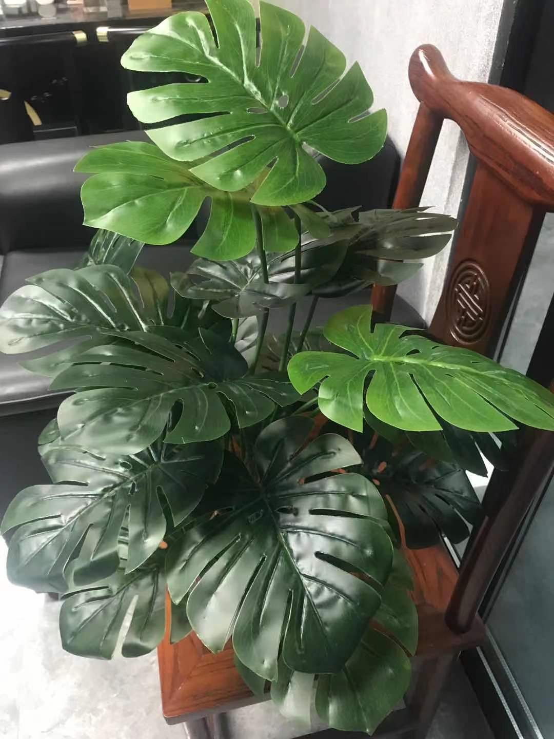 Pack of Two 18-Leaf Real Touch Artificial Monstera Plants Philodendron Trees In Pots - Image 7