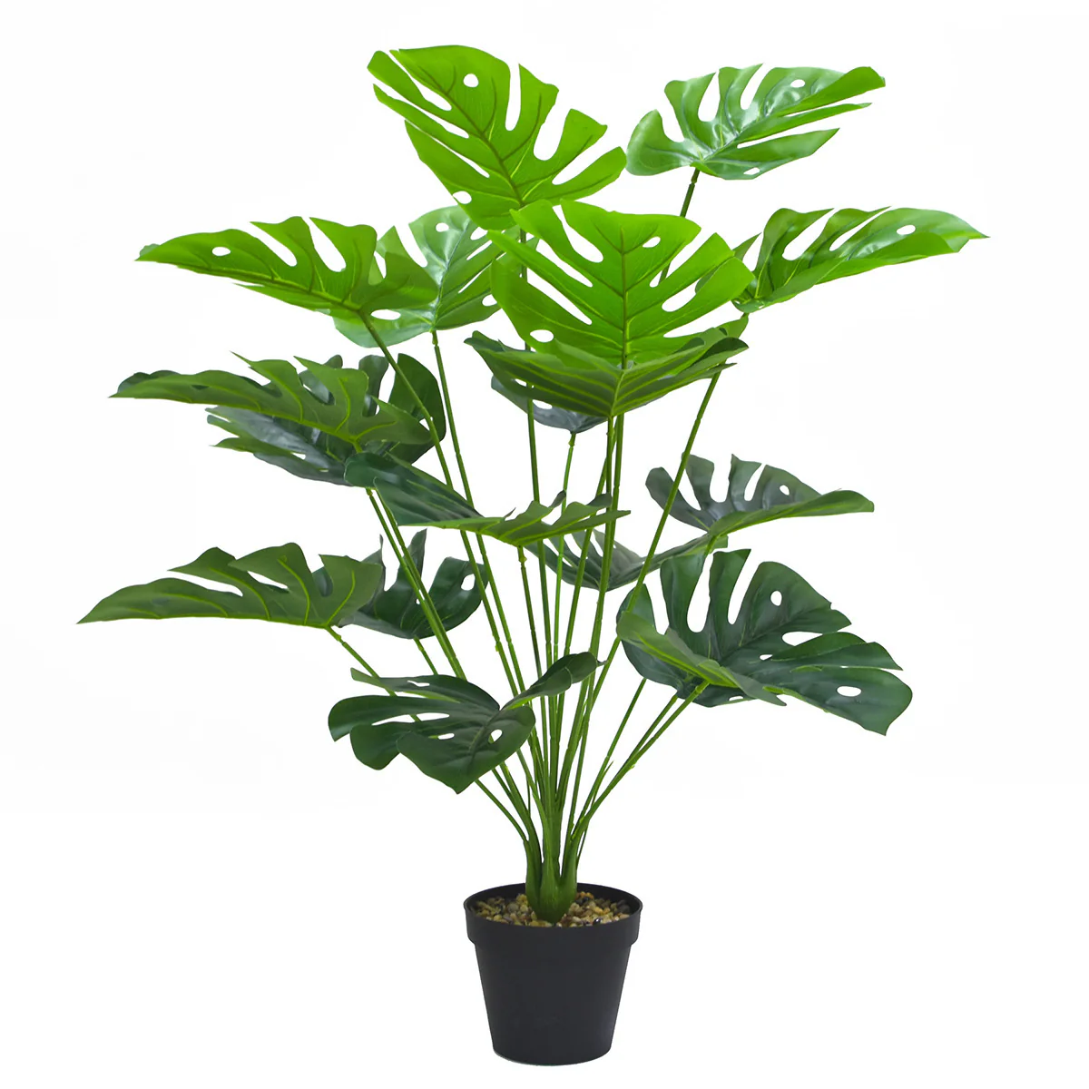 Pack of Two 18-Leaf Real Touch Artificial Monstera Plants Philodendron Trees In Pots - Image 9