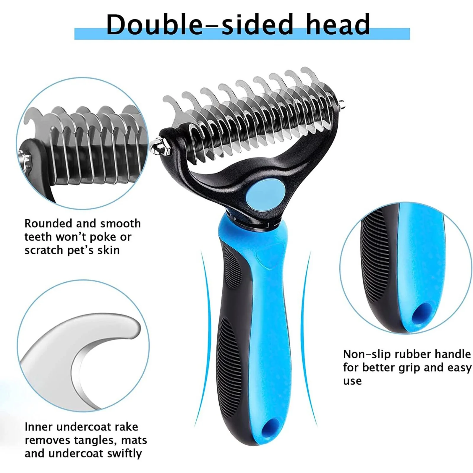 Pet Cat Dog Grooming Tool Set Detangling Brush Dematting Rake & Comb - Image 3