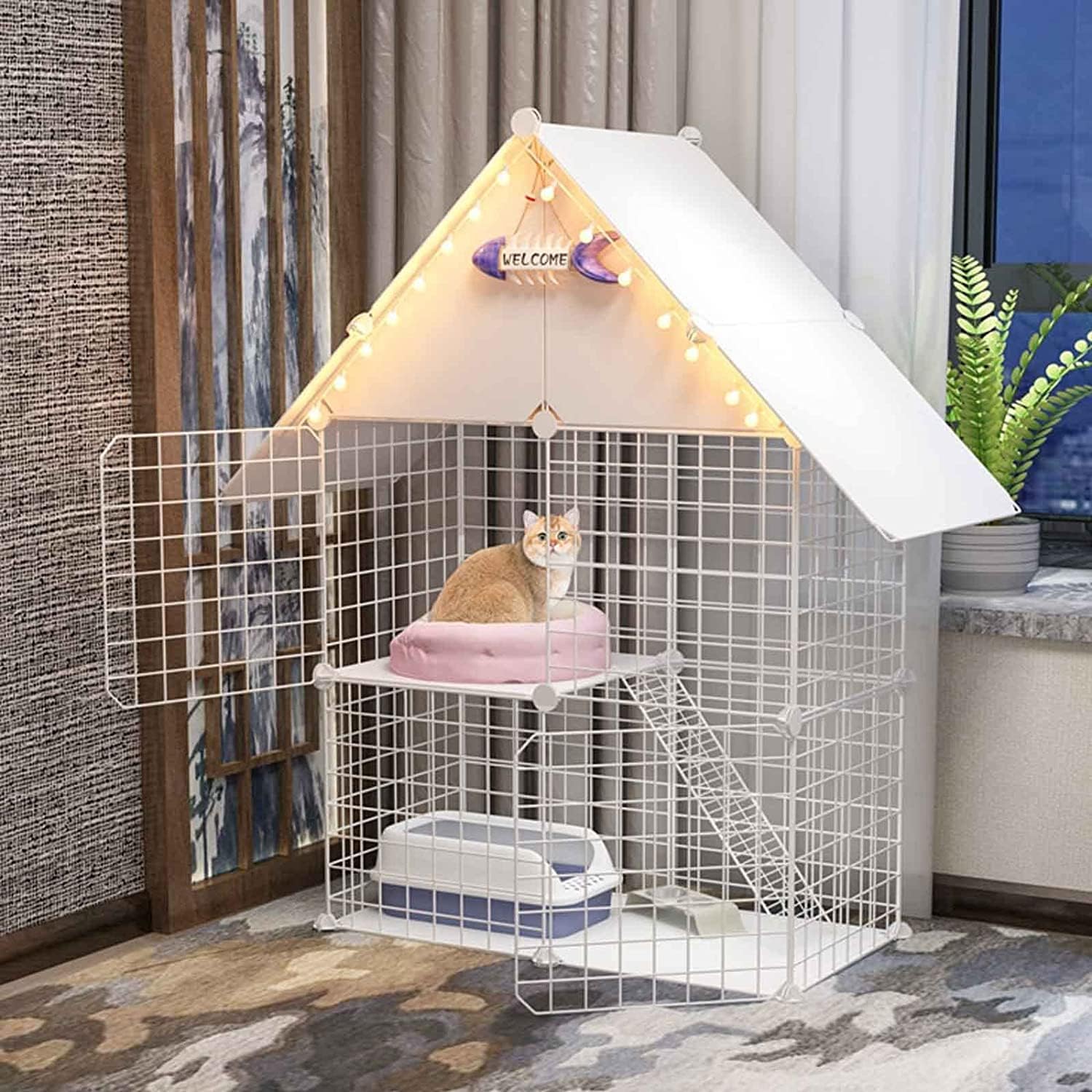 Pet Home Cat Cage Detachable Metal Wire Kennel Playpen Crate House - Image 10