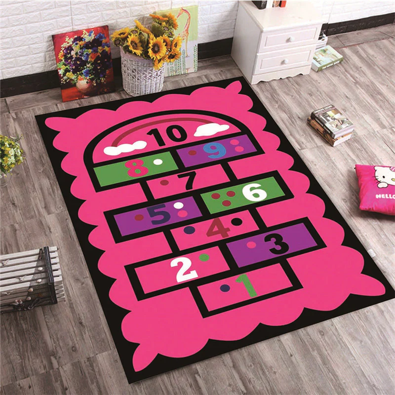 Pink Hopscotch Girls Bedroom Floor Rug Baby Kids Play Mat (160 x 100) - Image 3