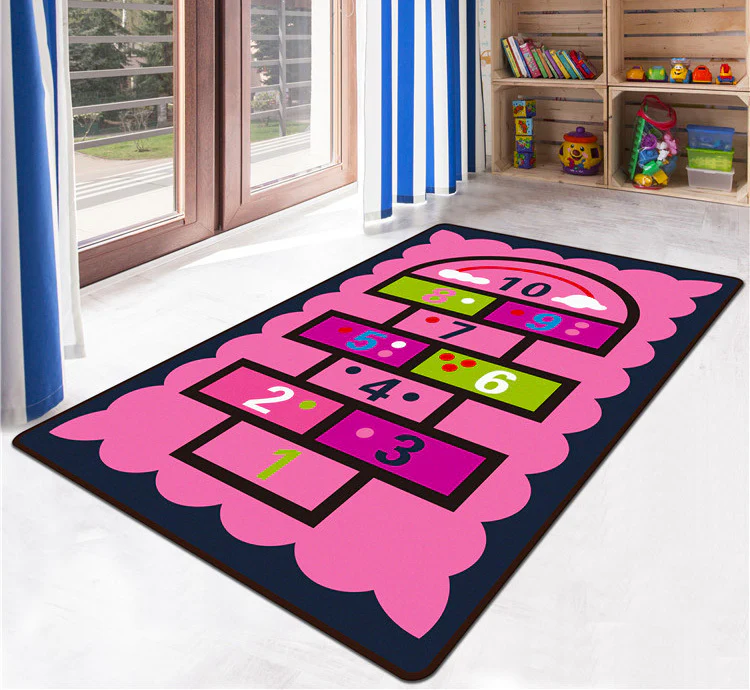 Pink Hopscotch Girls Bedroom Floor Rug Baby Kids Play Mat (160 x 100) - Image 6