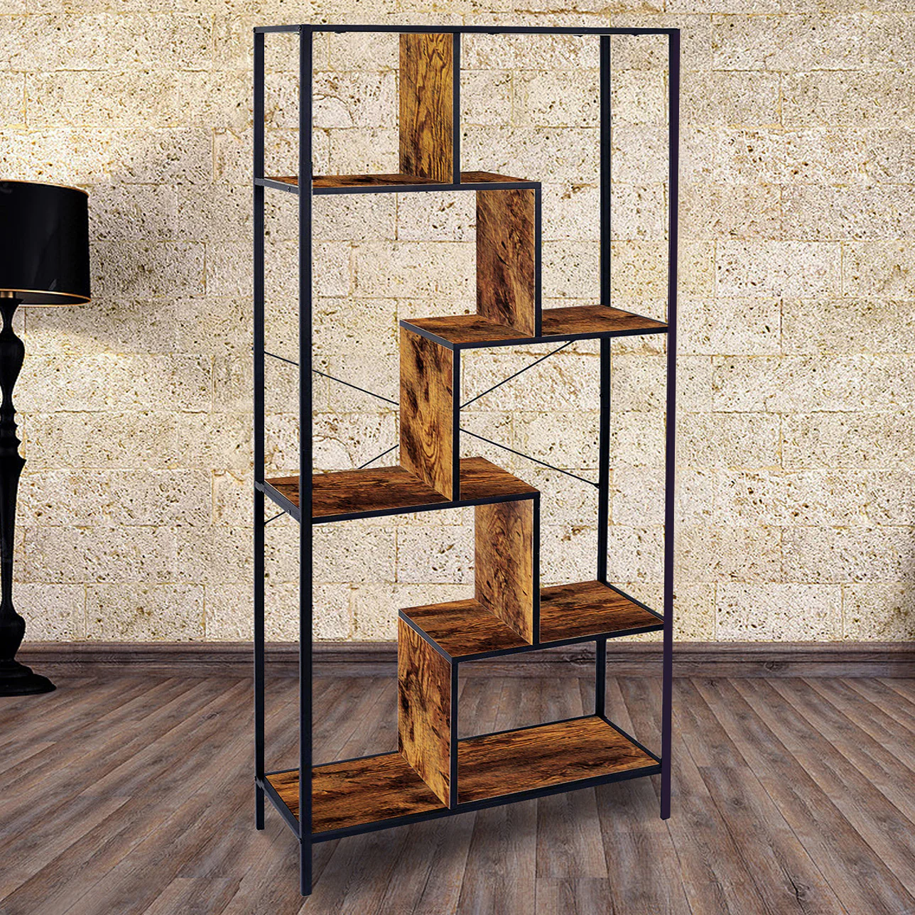 Pivot Premium Rustic Tall Bookcase Display Shelf Bookshelf Organizer - Image 6