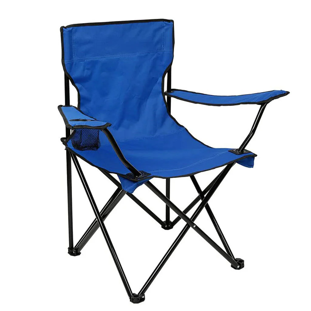 Portable Folding Camping Beach Chair with Arm Rest Cup Holder & Storage Bag (Blue) - Image 2