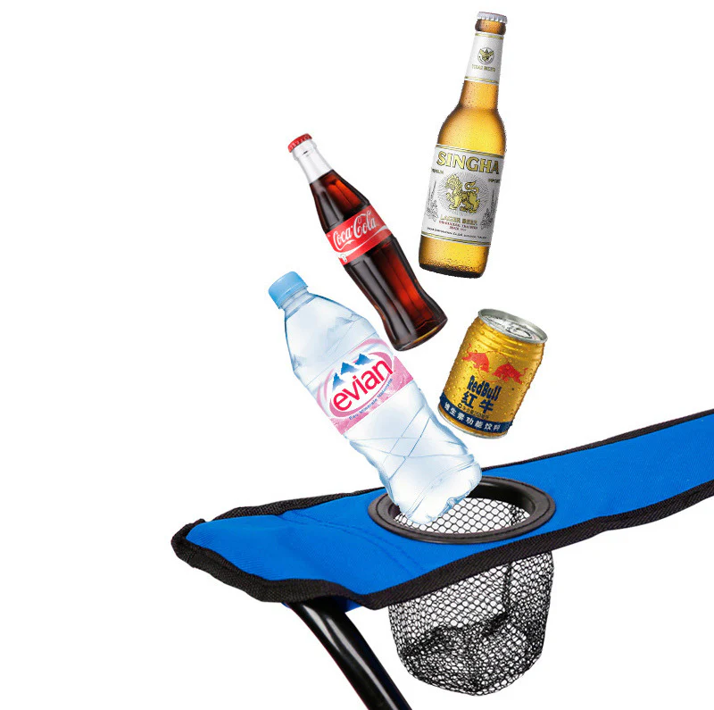 Portable Folding Camping Beach Chair with Arm Rest Cup Holder & Storage Bag (Blue) - Image 5