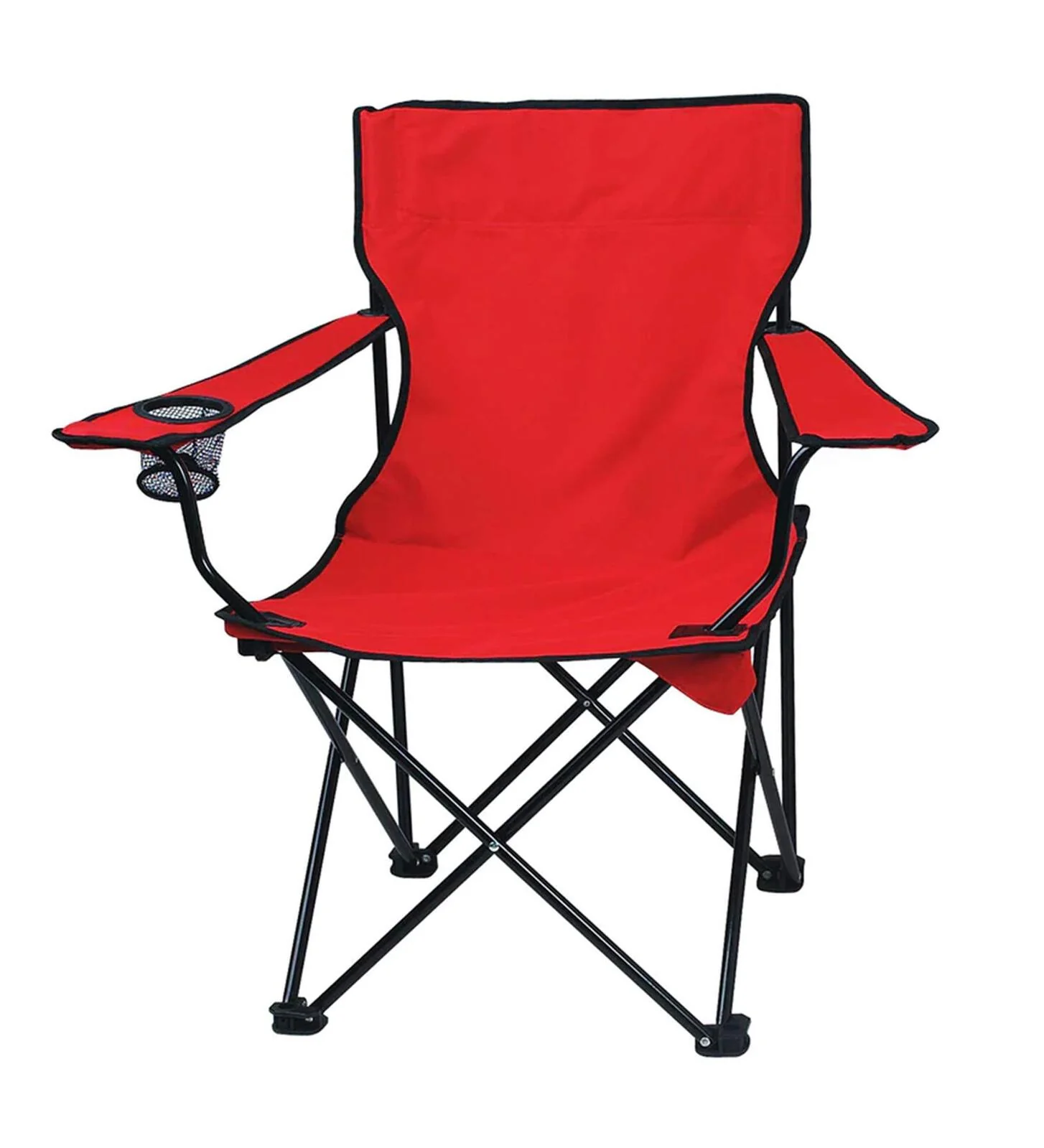 Portable Folding Camping Beach Chair with Arm Rest Cup Holder & Storage Bag (Red) - Image 3