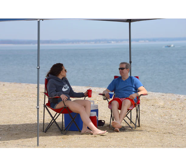 Portable Folding Camping Beach Chair with Arm Rest Cup Holder & Storage Bag (Red) - Image 8