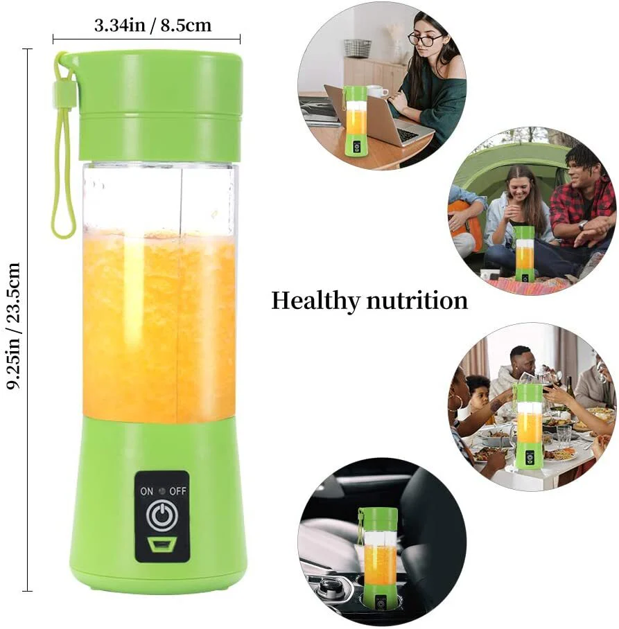 Portable Glass Juicer Blender Mini Mixer Smoothie Maker (Green) - Image 7