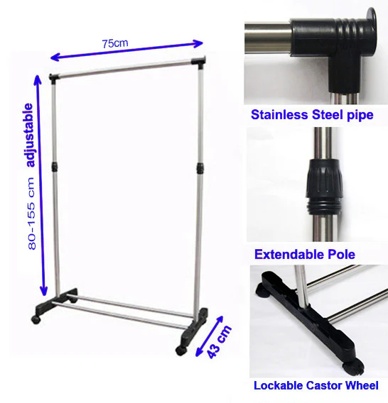 Portable Stainless Steel Clothes Organizer Hanger Rack Garment Coat Cloth Dryer - Image 5