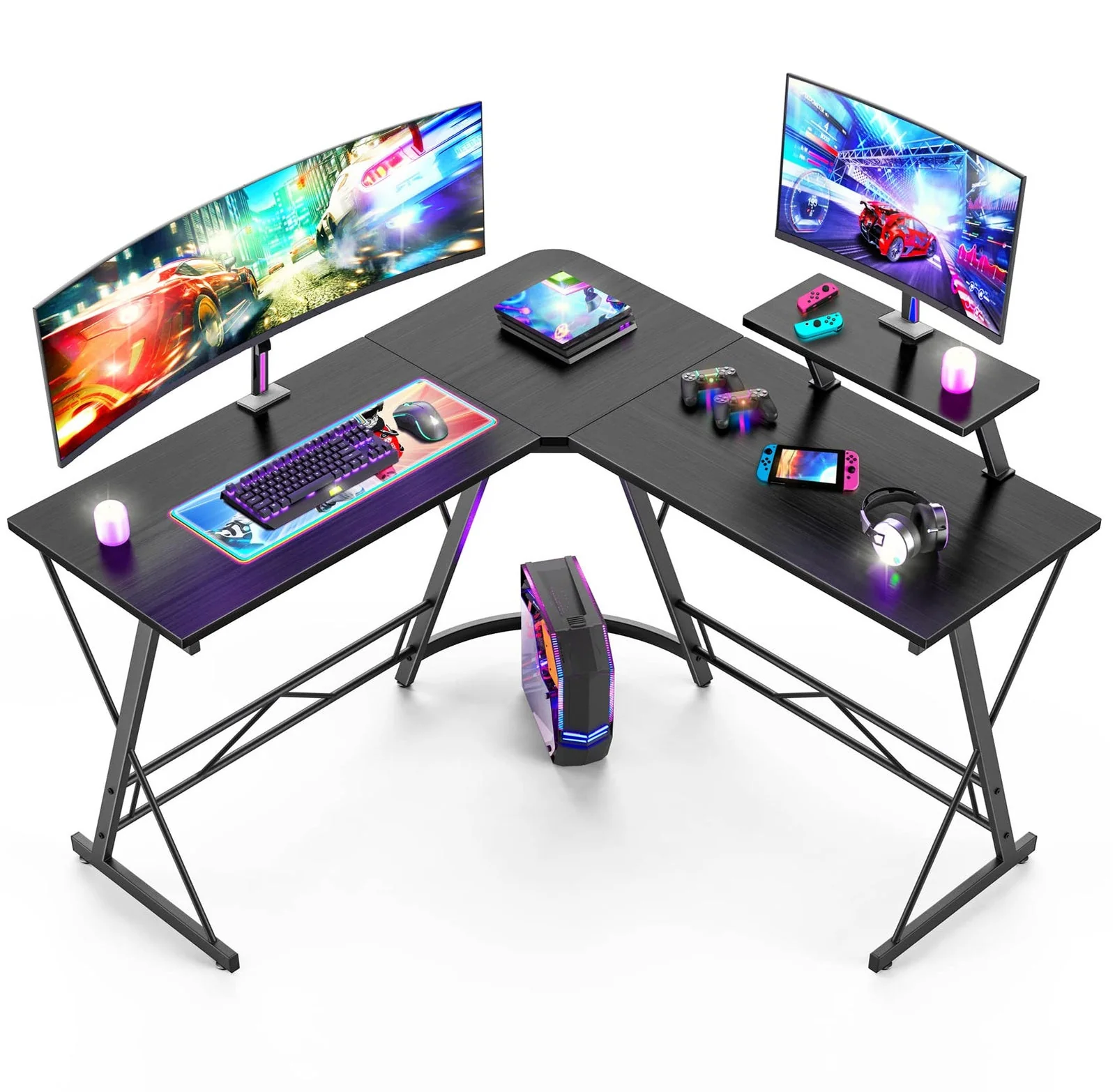 Premium Executive Corner Desk Professional Double Workstation (Black) - Image 11