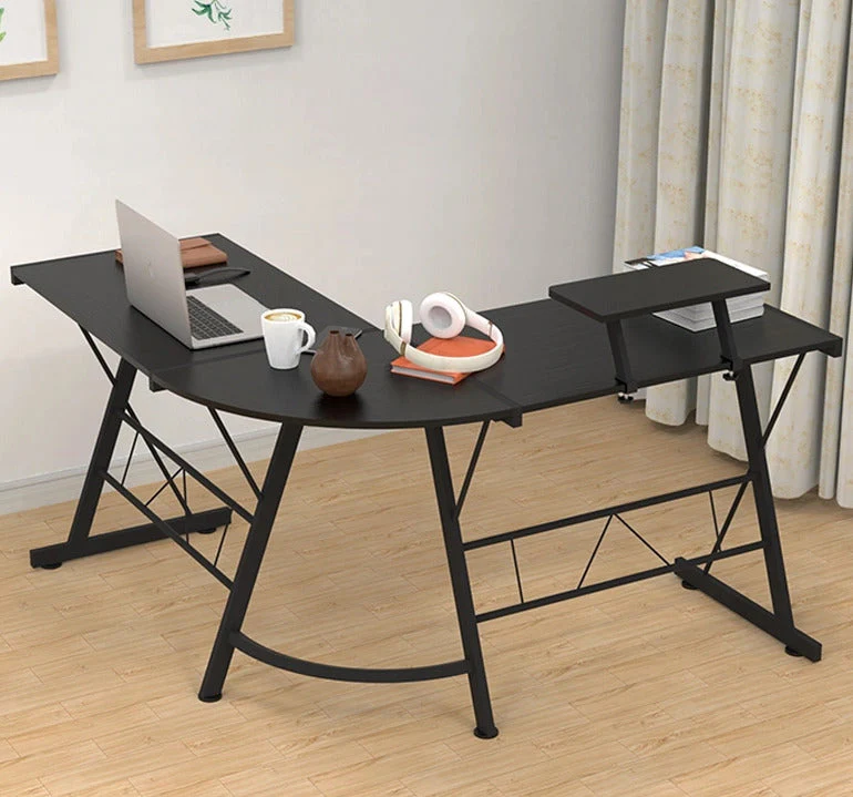 Premium Executive Corner Desk Professional Double Workstation (Black) - Image 12