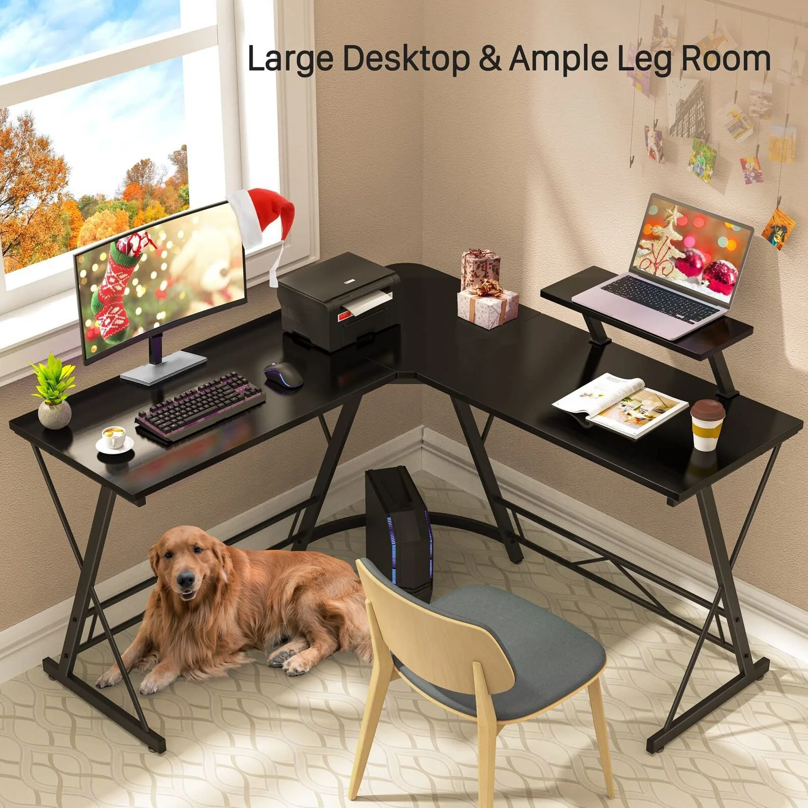 Premium Executive Corner Desk Professional Double Workstation (Black) - Image 13