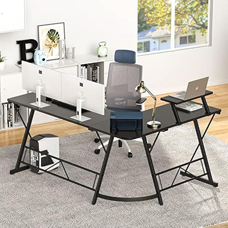 Premium Executive Corner Desk Professional Double Workstation (Black) - Image 18