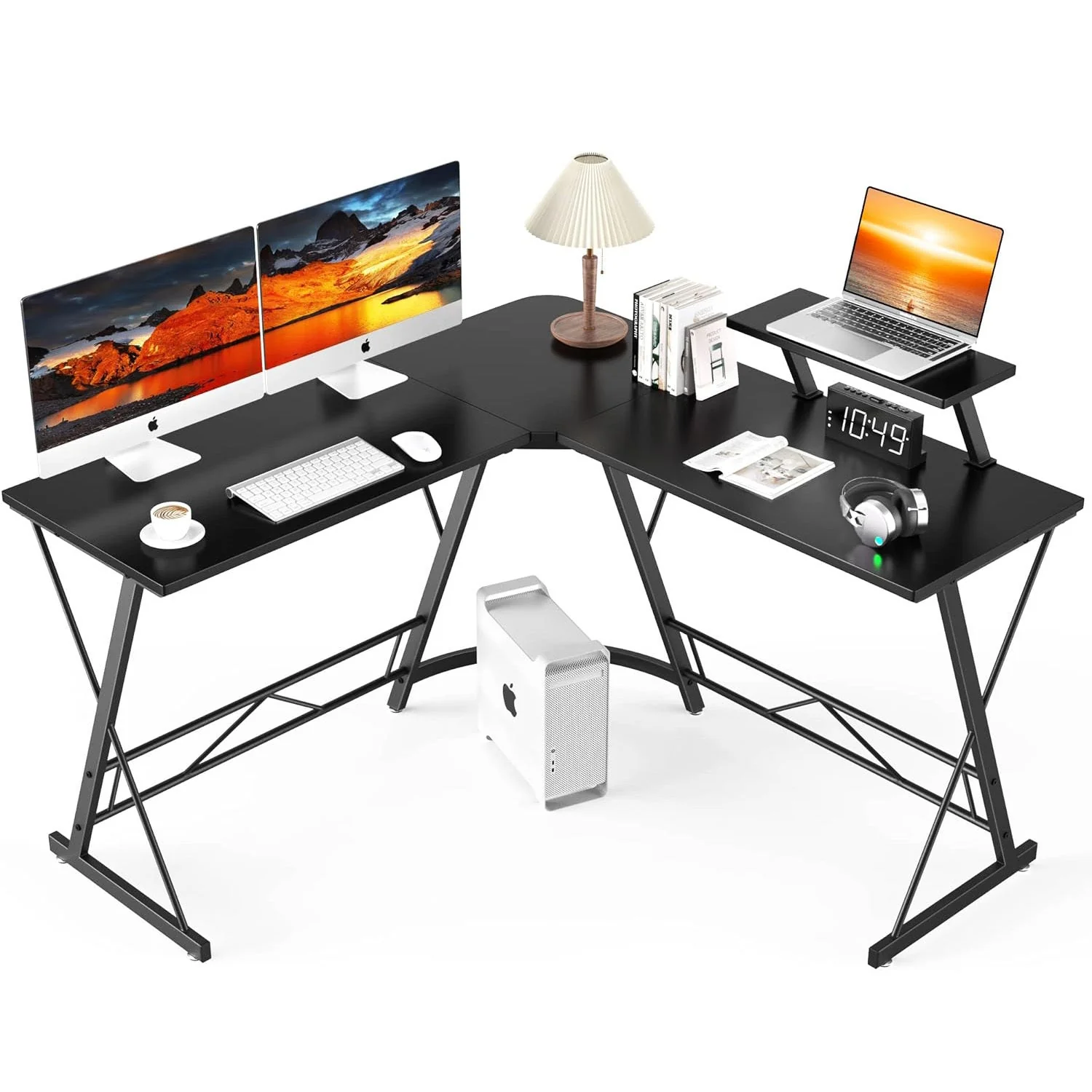 Premium Executive Corner Desk Professional Double Workstation (Black) - Image 2