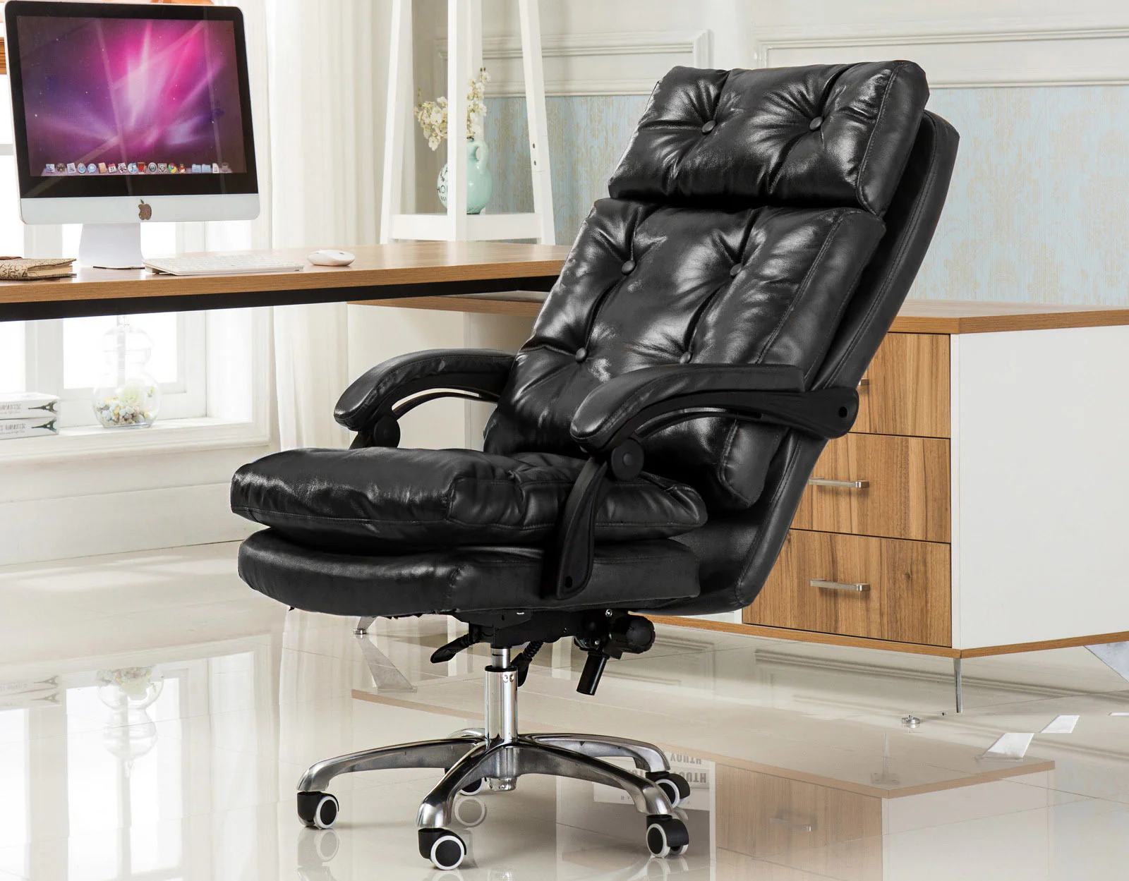 President Premium Plush Executive Reclining Office Chair (Black) - Image 5