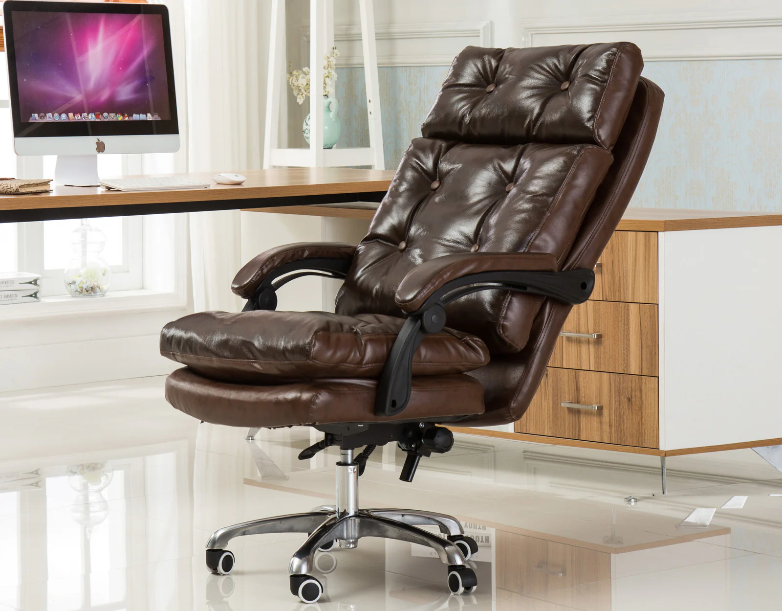 President Premium Plush Executive Reclining Office Chair (Dark Brown) - Image 11