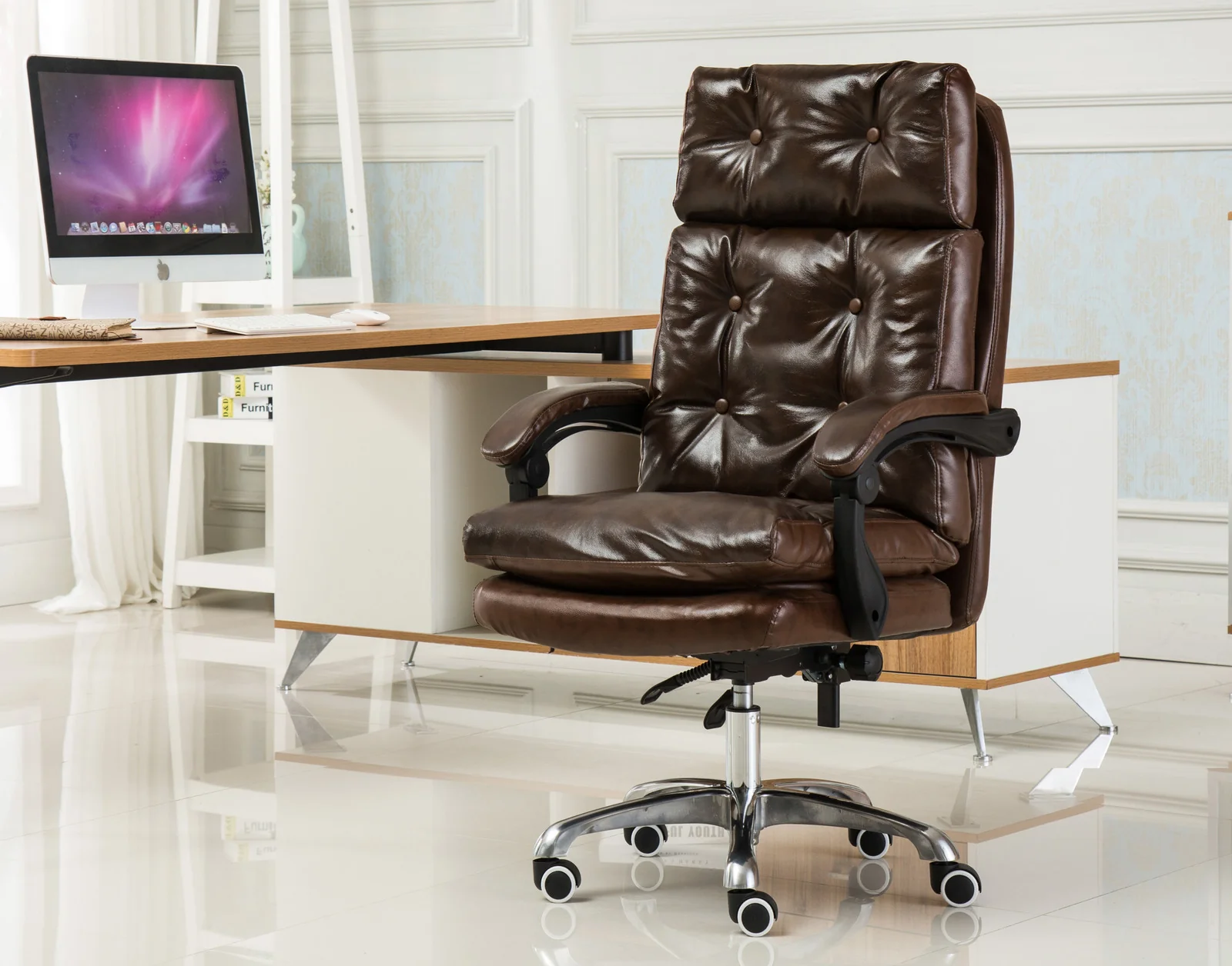 President Premium Plush Executive Reclining Office Chair (Dark Brown) - Image 9