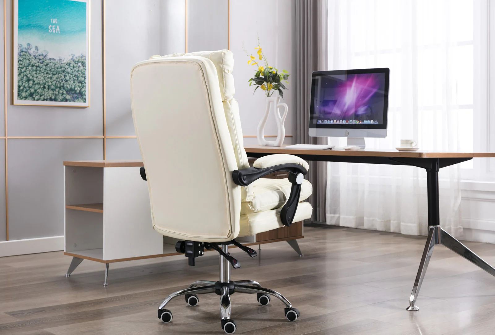 President Premium Plush Executive Reclining Office Chair (White) - Image 6