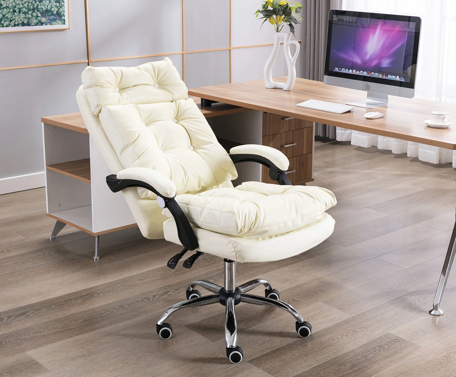 President Premium Plush Executive Reclining Office Chair (White) - Image 7