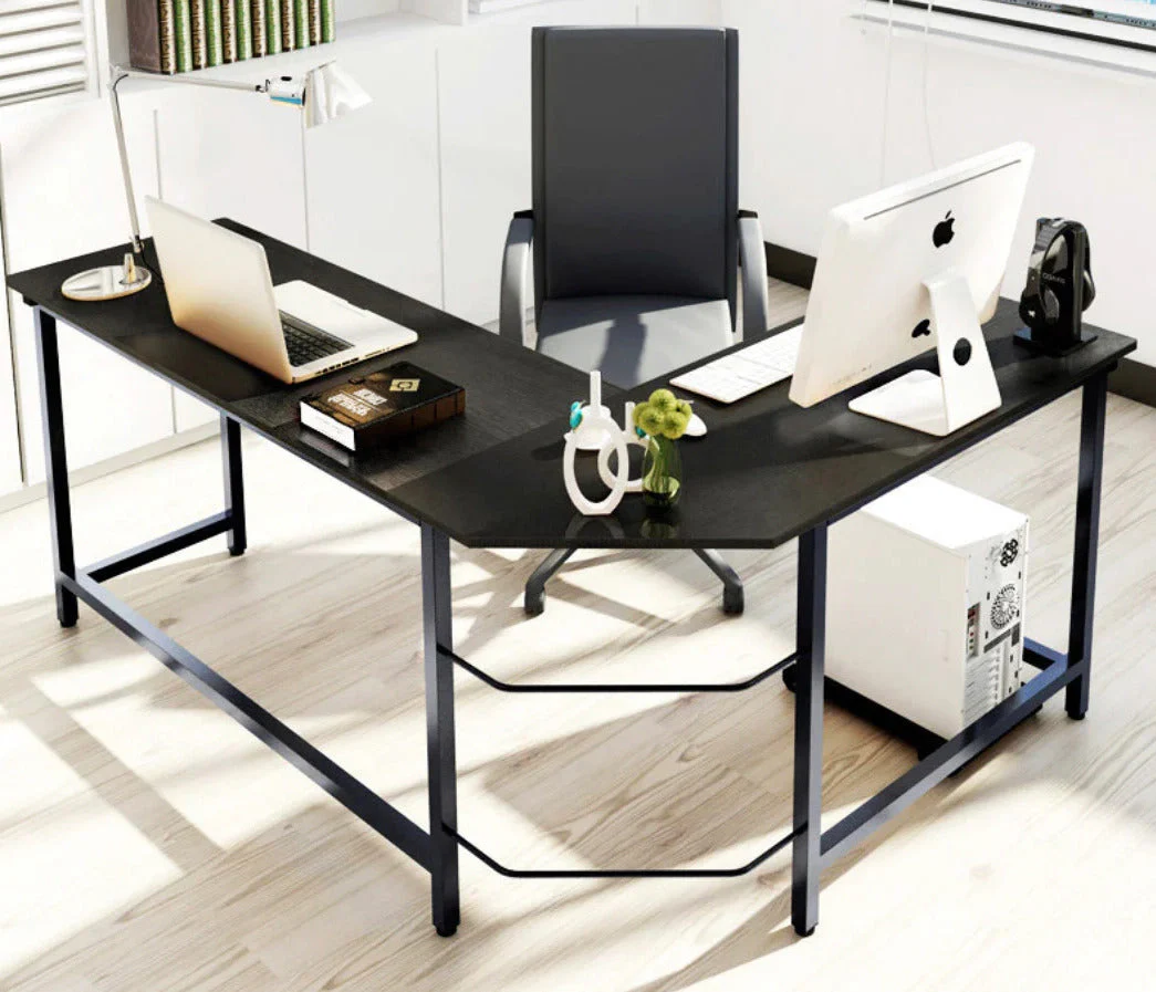 Prestige Corner Computer Desk Office Double Workstation (Black) - Image 8