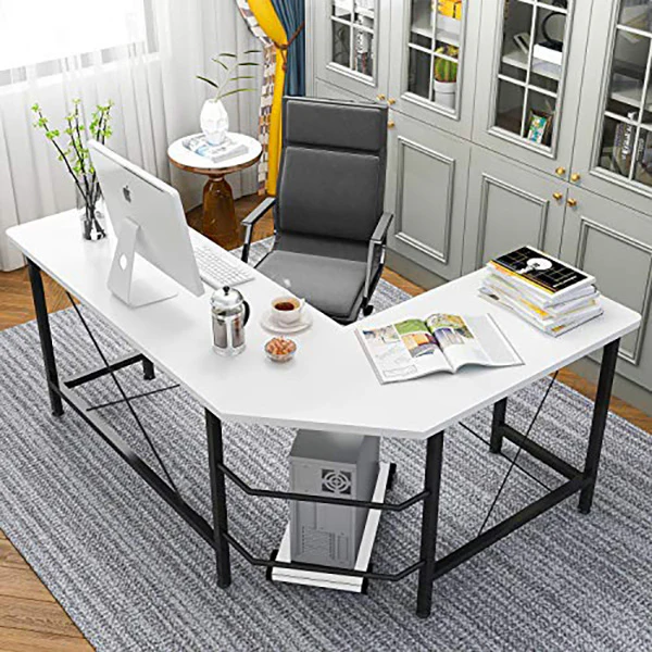 Prestige Corner Computer Desk Office Double Workstation (White) - Image 2