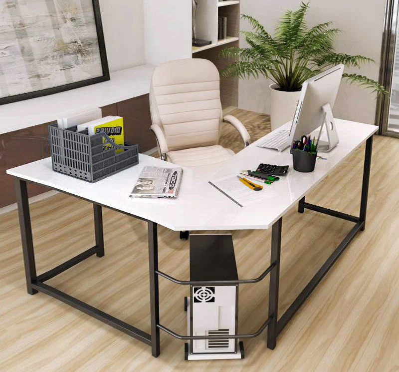Prestige Corner Computer Desk Office Double Workstation (White) - Image 3