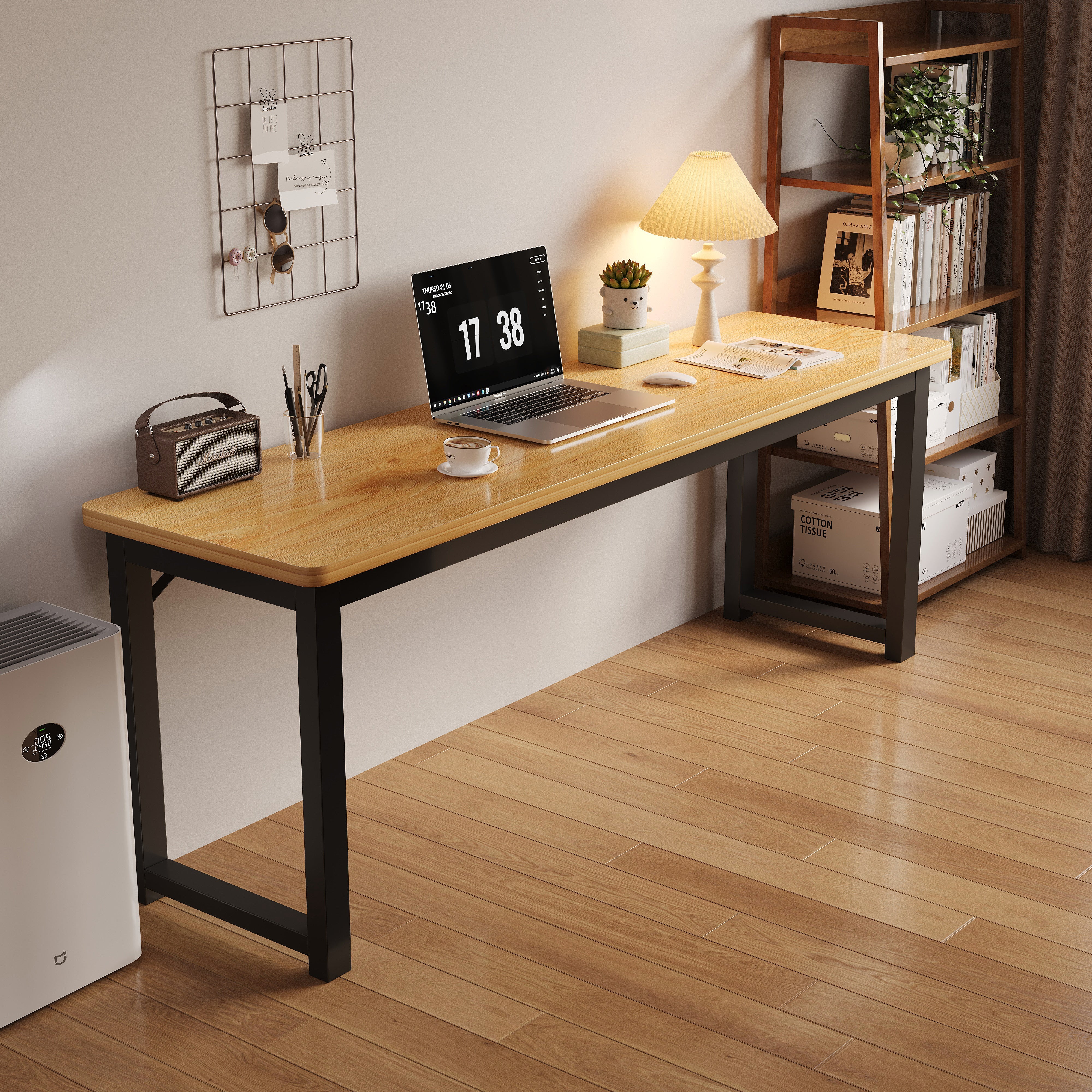Profile Console Table Wood & Metal Narrow Desk (Oak & Black) - Image 6