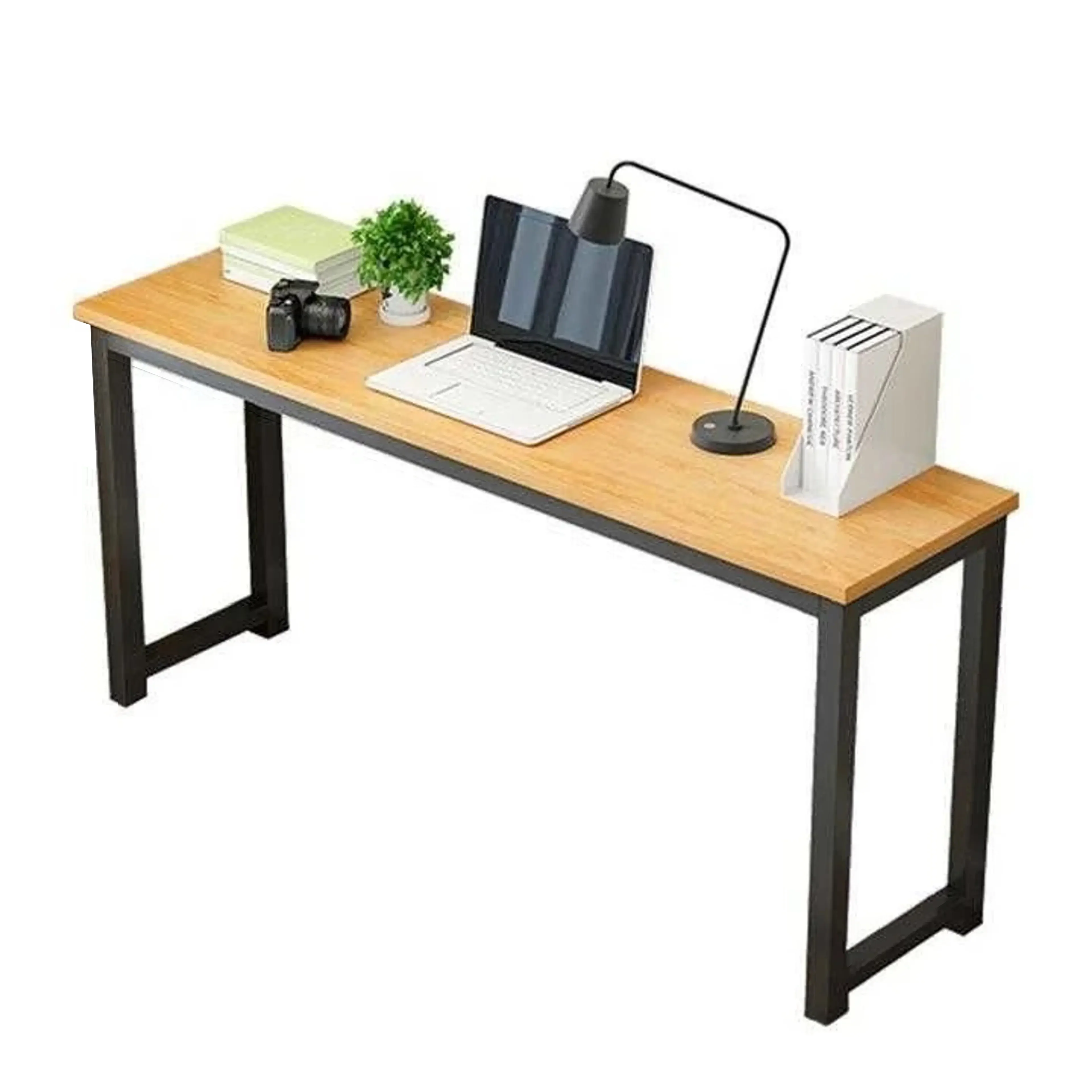 Profile Console Table Wood & Metal Narrow Desk (Oak & Black) - Image 7