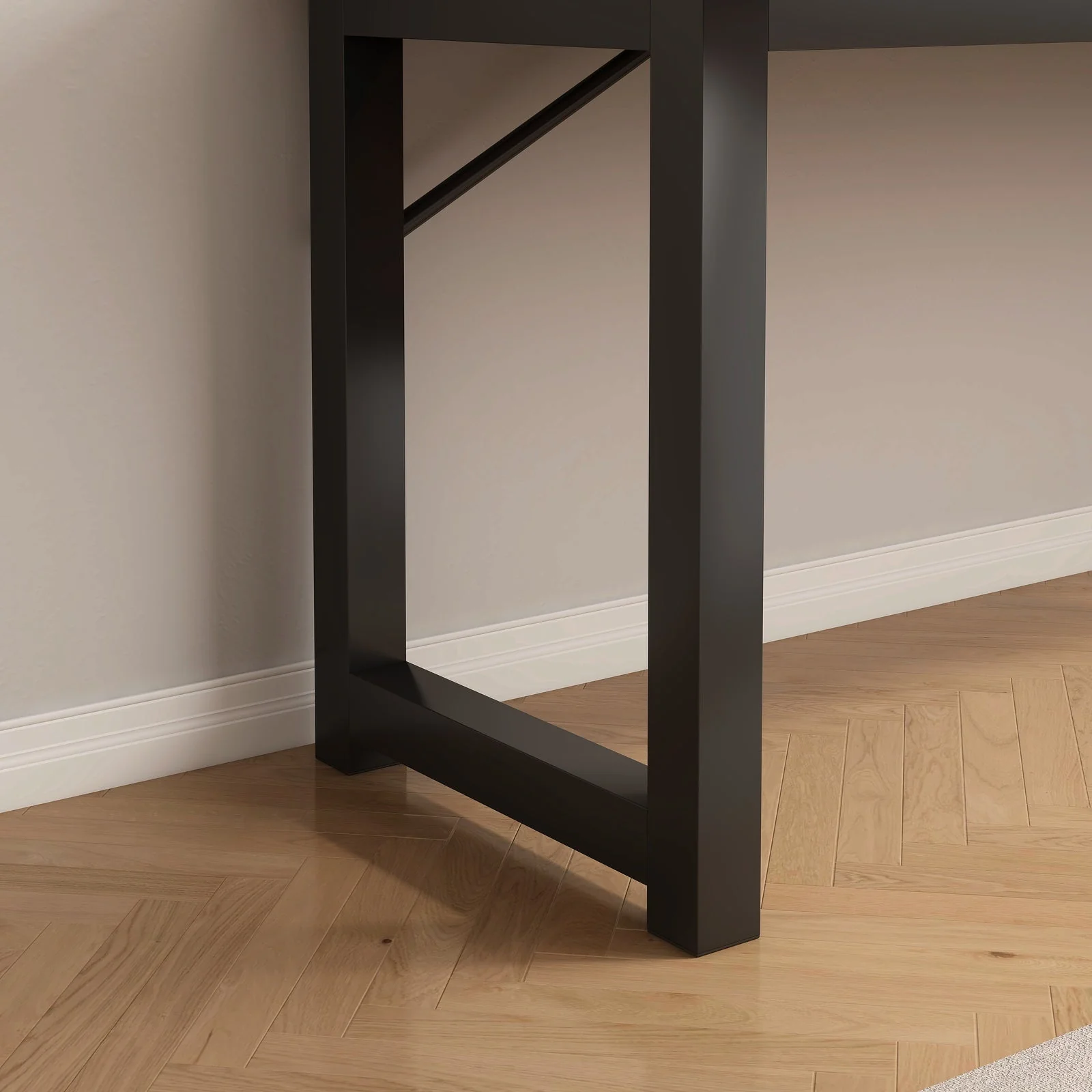 Profile Console Table Wood & Metal Narrow Desk (Rustic Wood) - Image 5