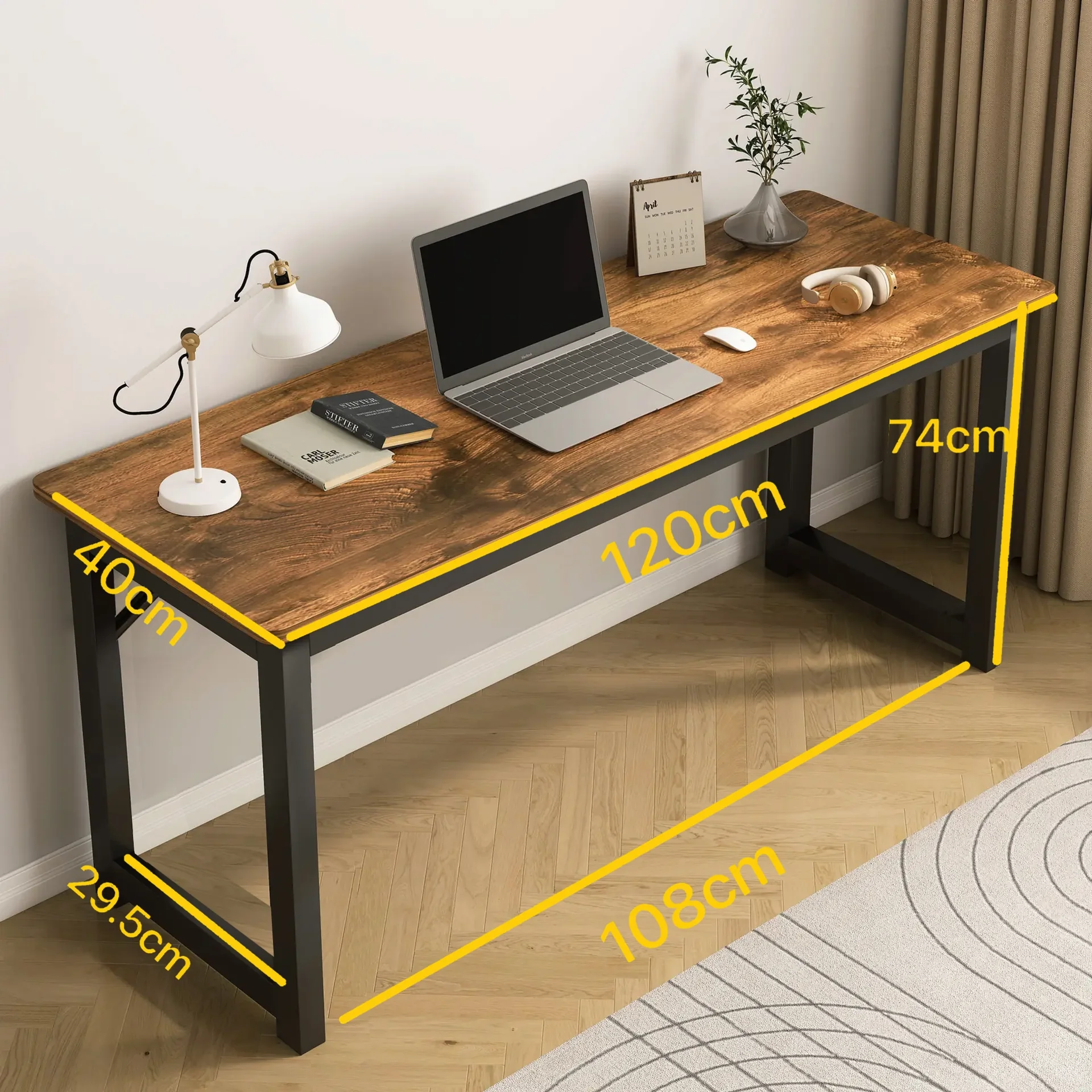 Profile Console Table Wood & Metal Narrow Desk (Rustic Grey) - Image 13