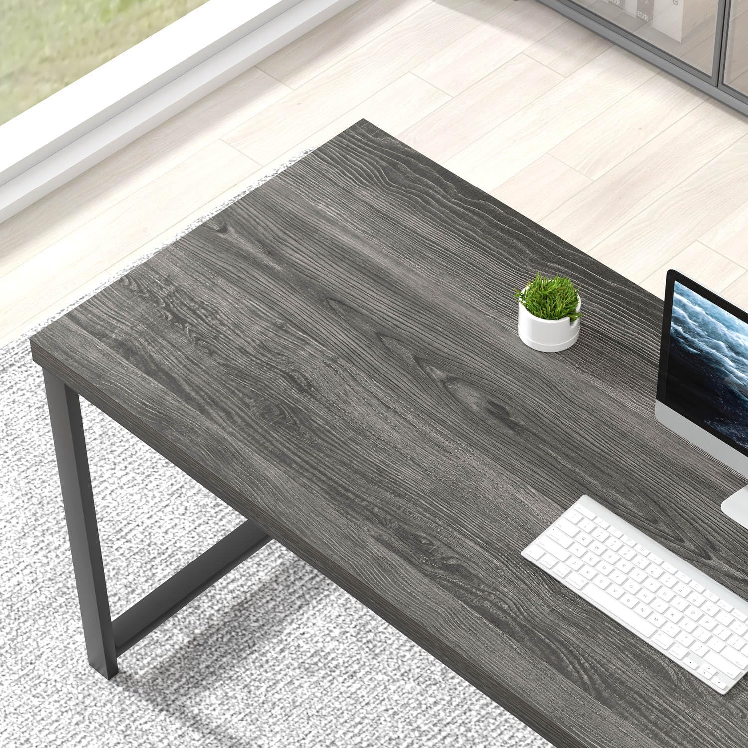 Profile Console Table Wood & Metal Narrow Desk (Rustic Grey) - Image 7