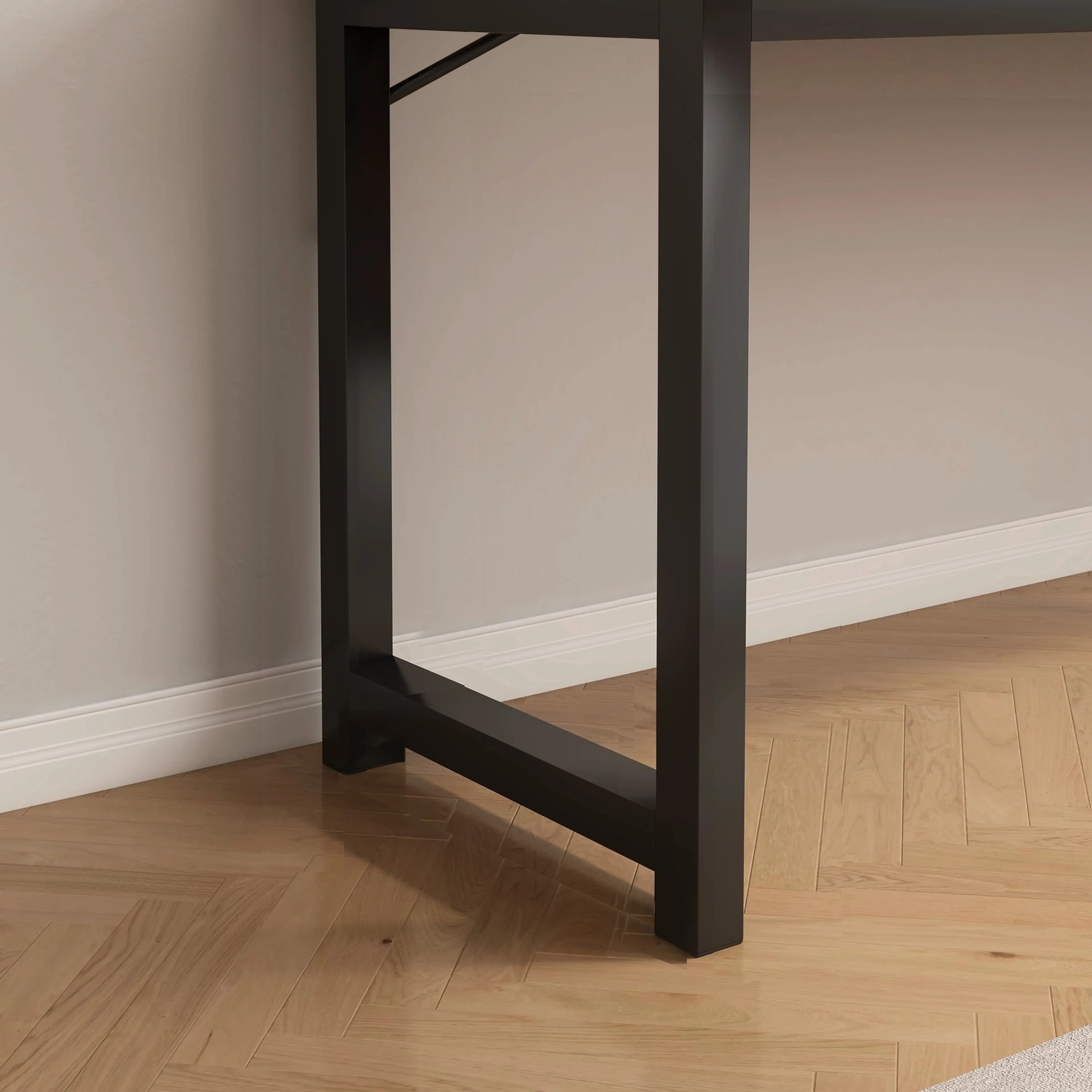 Profile Console Table Wood & Metal Narrow Desk (Rustic Grey) - Image 9