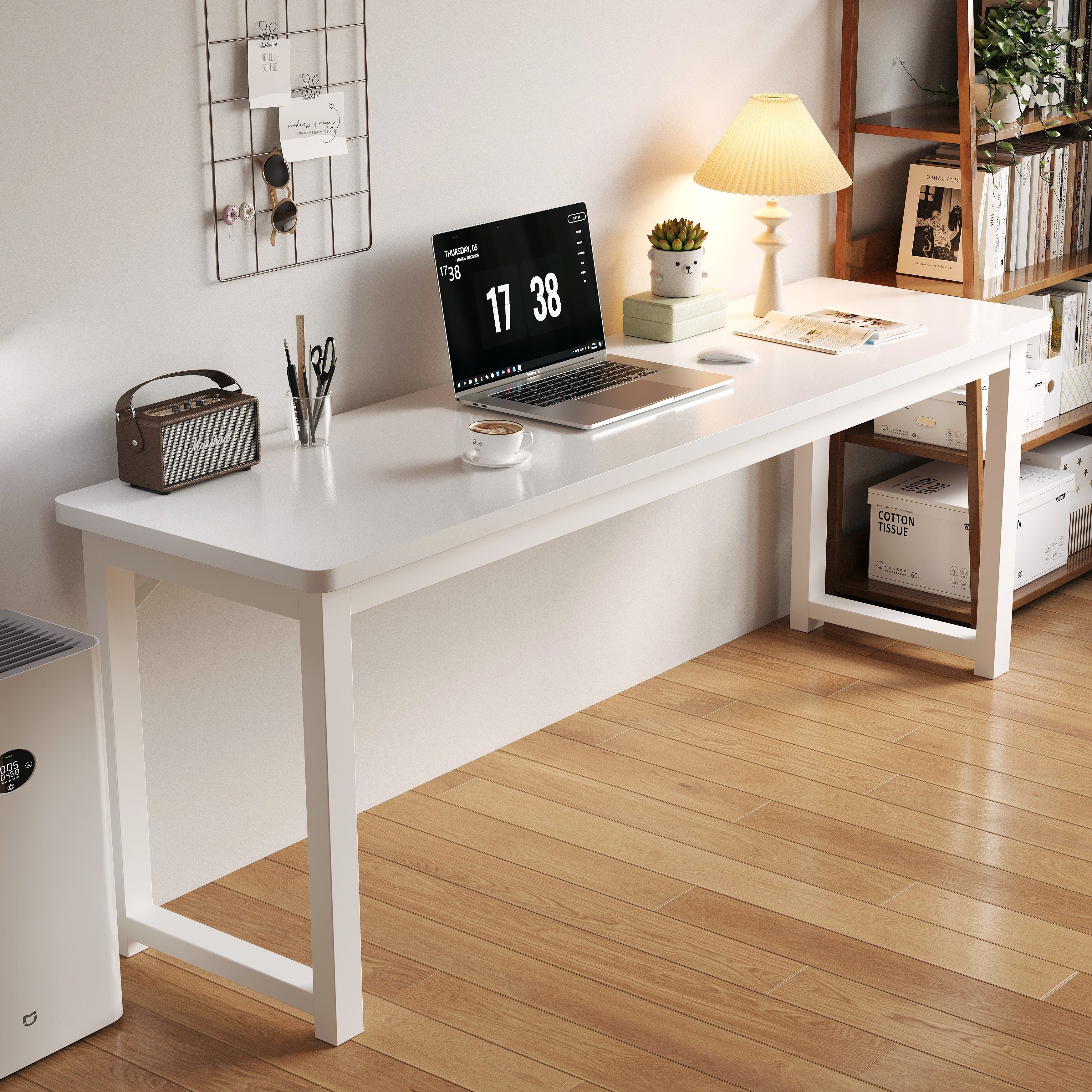 Profile Console Table Wood & Metal Narrow Desk (White) - Image 3