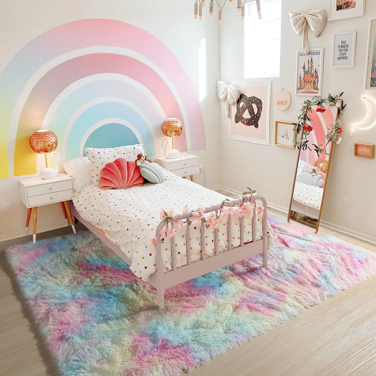 Rainbow Dream Bedroom/Living Room Comfortable Shag Rug (200 x 140) - Image 11