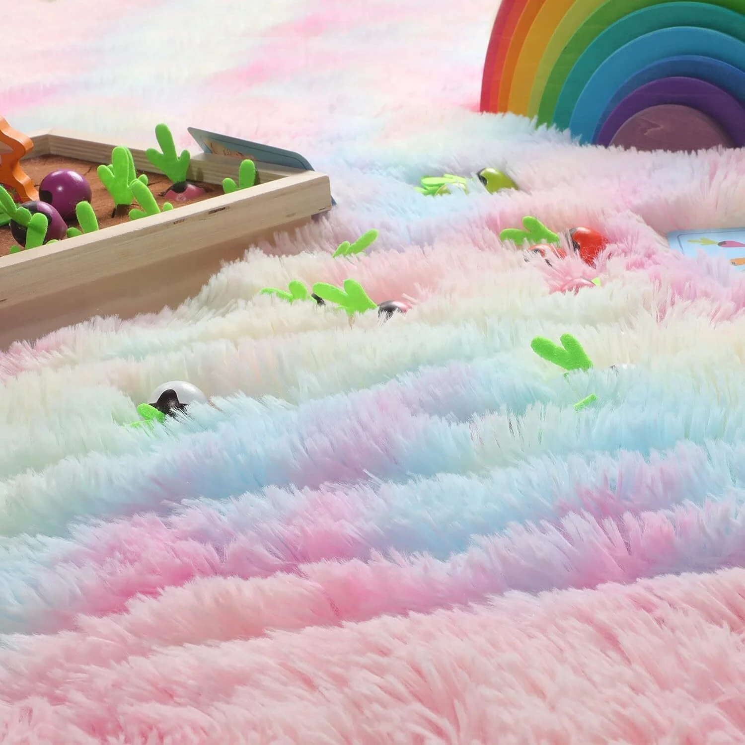 Rainbow Dream Bedroom/Living Room Comfortable Shag Rug (200 x 140) - Image 12