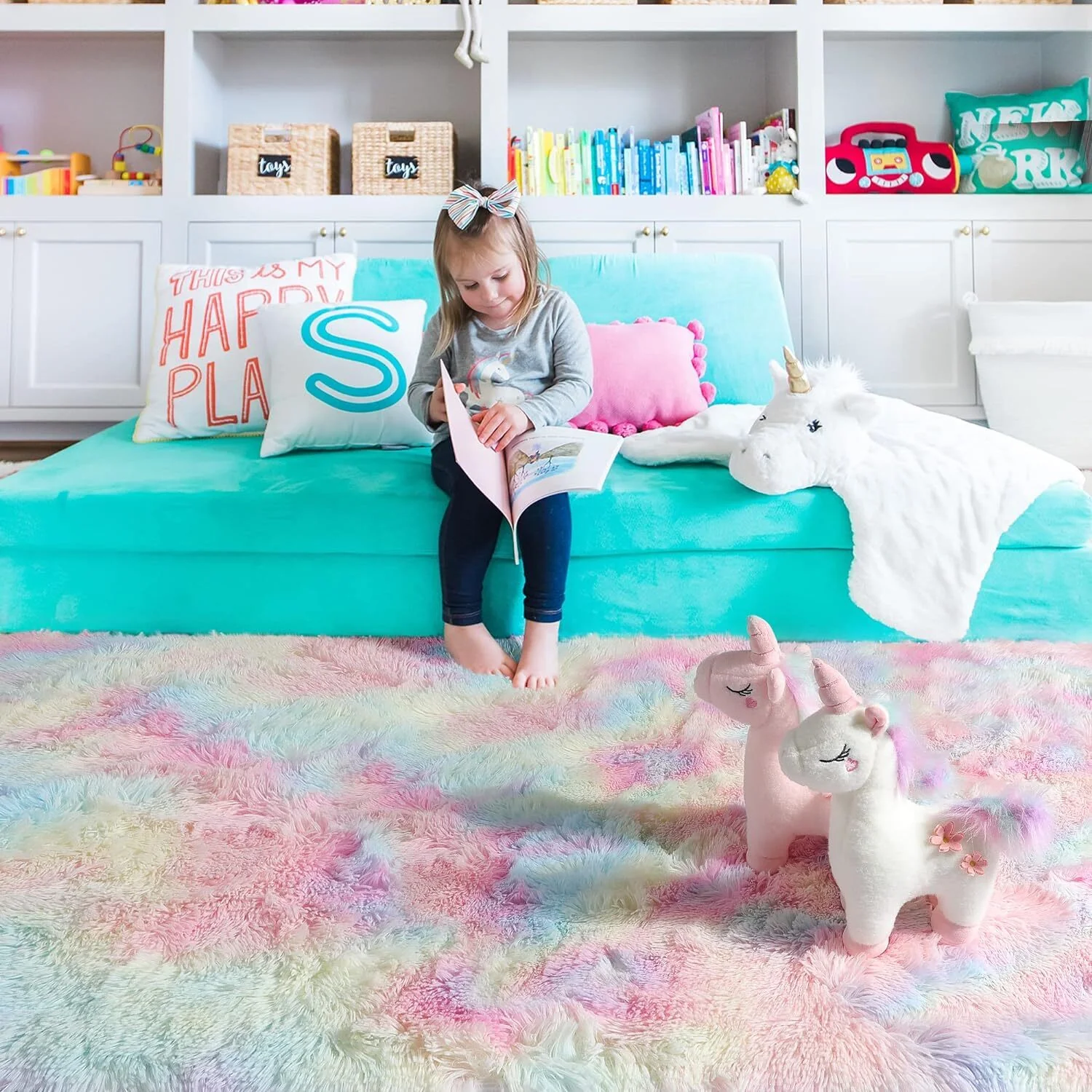 Rainbow Dream Bedroom/Living Room Comfortable Shag Rug (200 x 140) - Image 4