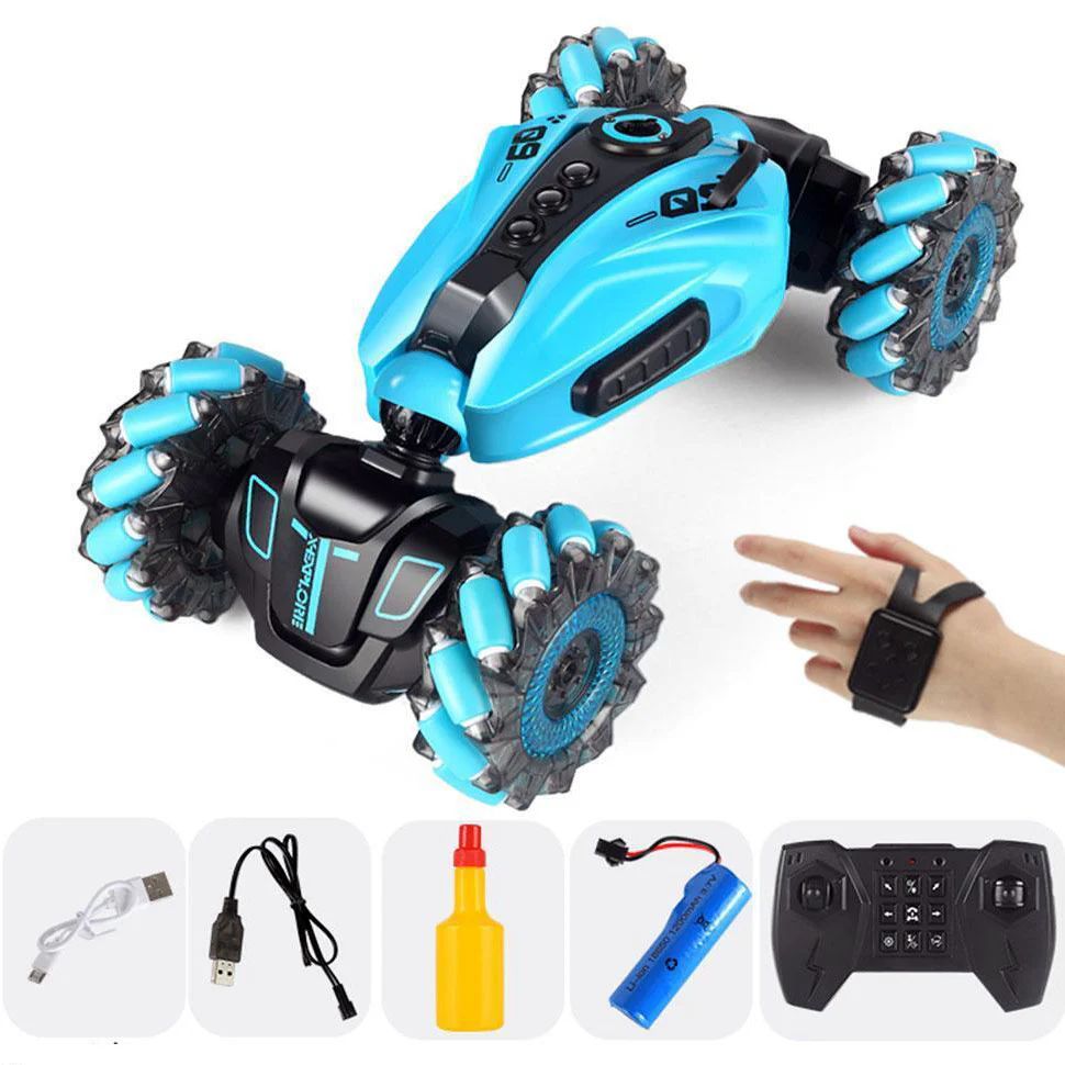 RC Hand Gesture Remote Control 4WD Mist Twister Stunt Car (Blue) - Image 3