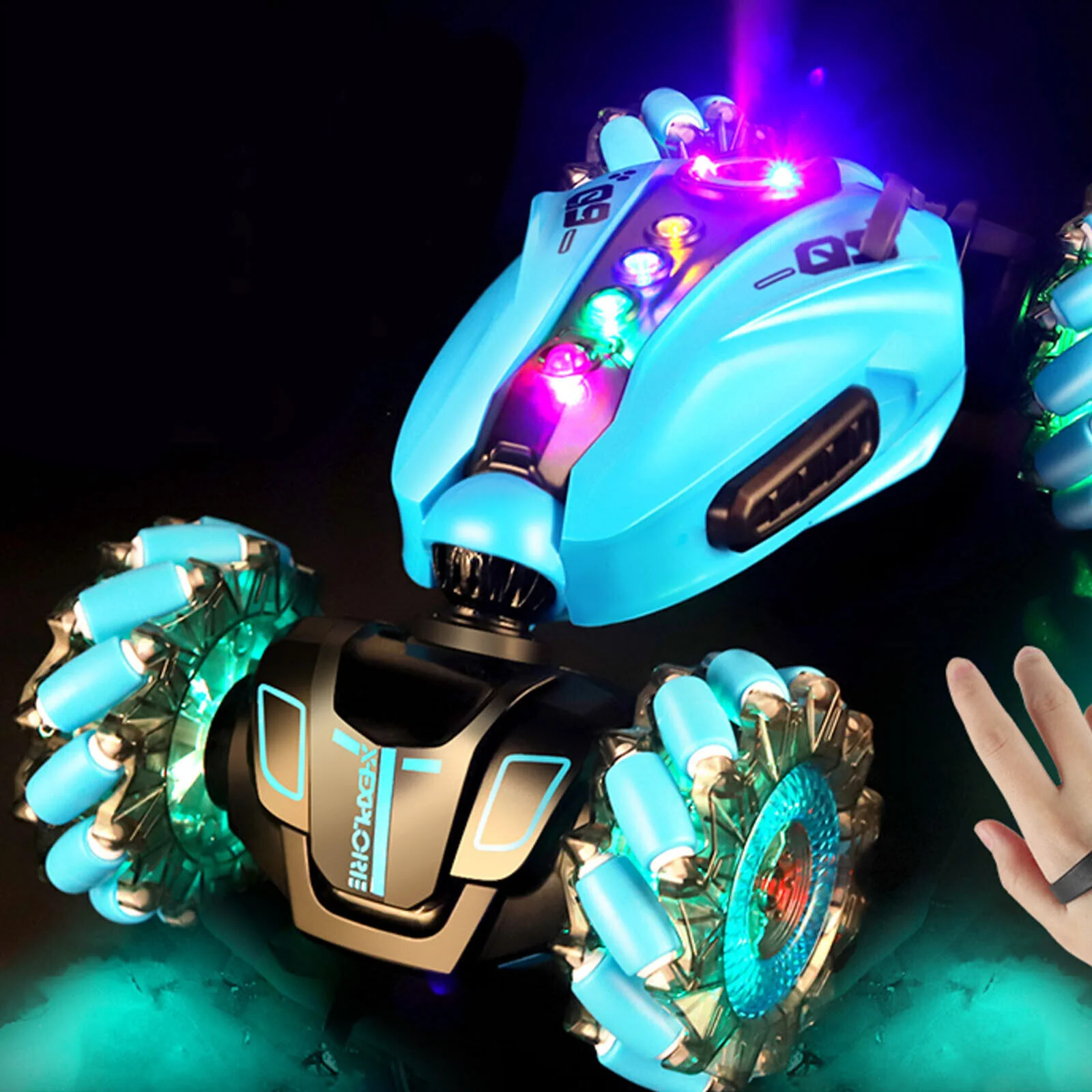 RC Hand Gesture Remote Control 4WD Mist Twister Stunt Car (Blue) - Image 5