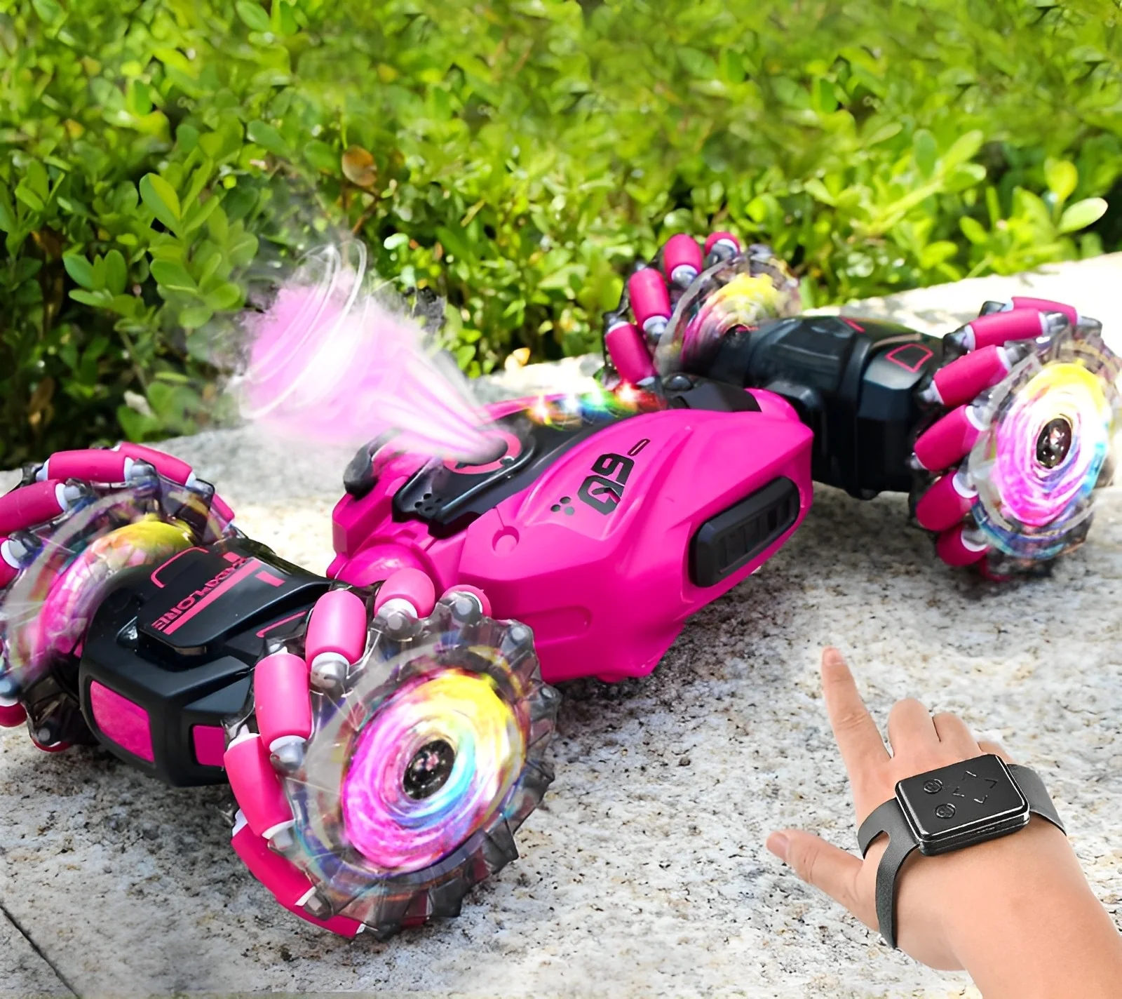 RC Hand Gesture Remote Control 4WD Mist Twister Stunt Car (Pink) - Image 3