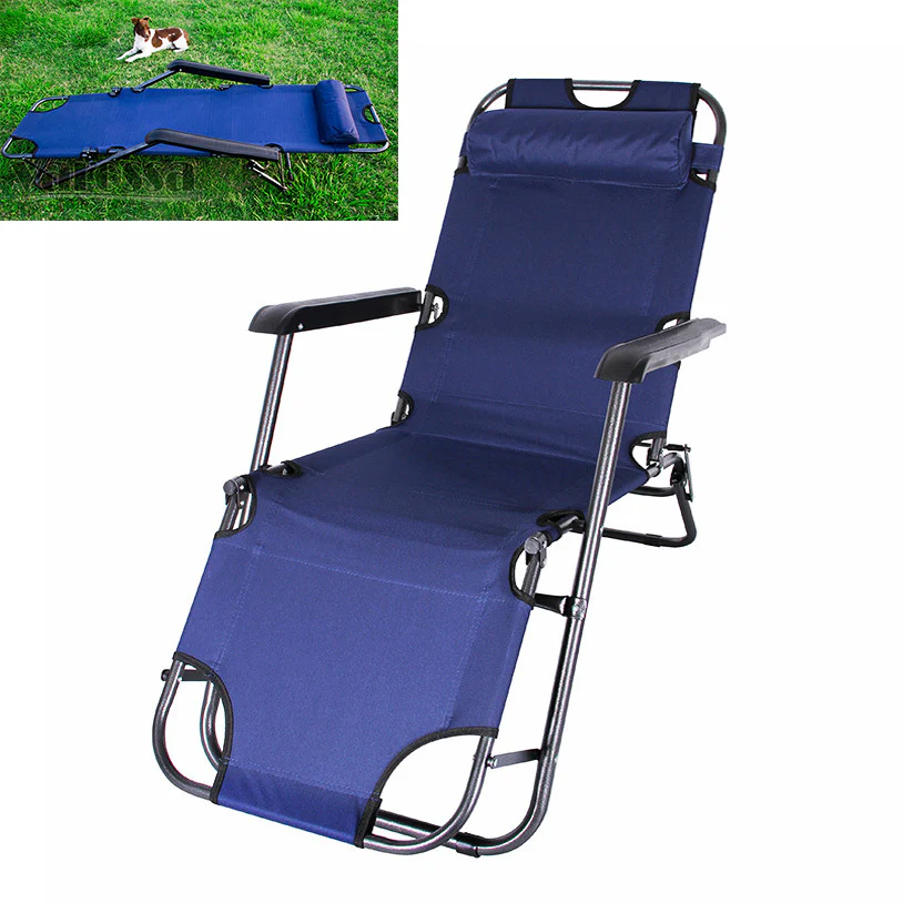 Reclining Outdoor Sun Bed Beach Deck Chair with Padded Head Rest - Image 7