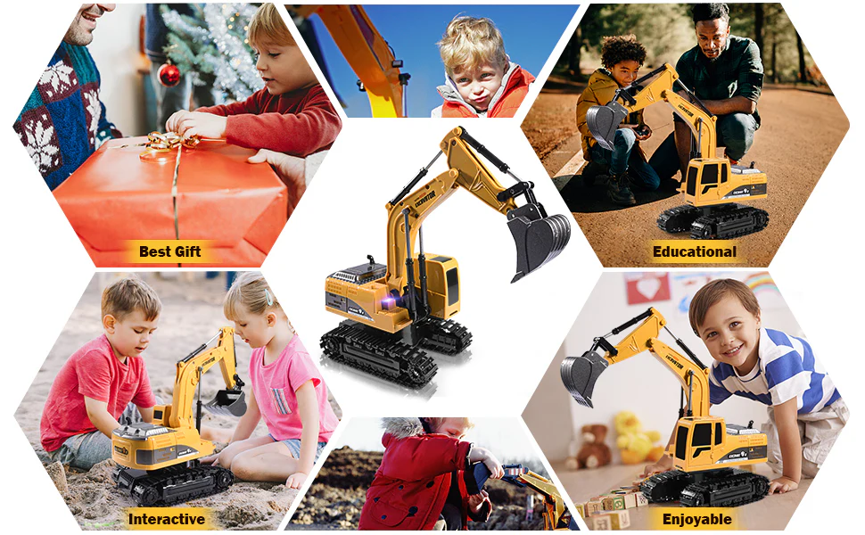 Remote Control Excavator Construction Tractor RC Alloy Toy Truck - Image 11
