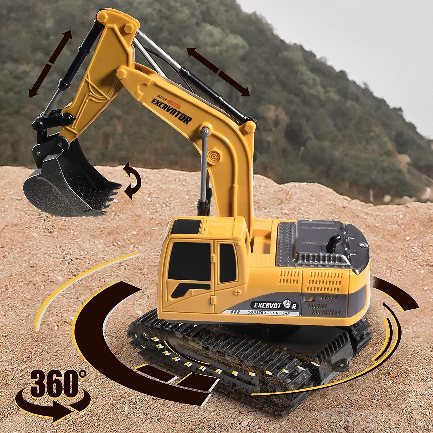 Remote Control Excavator Construction Tractor RC Alloy Toy Truck - Image 14
