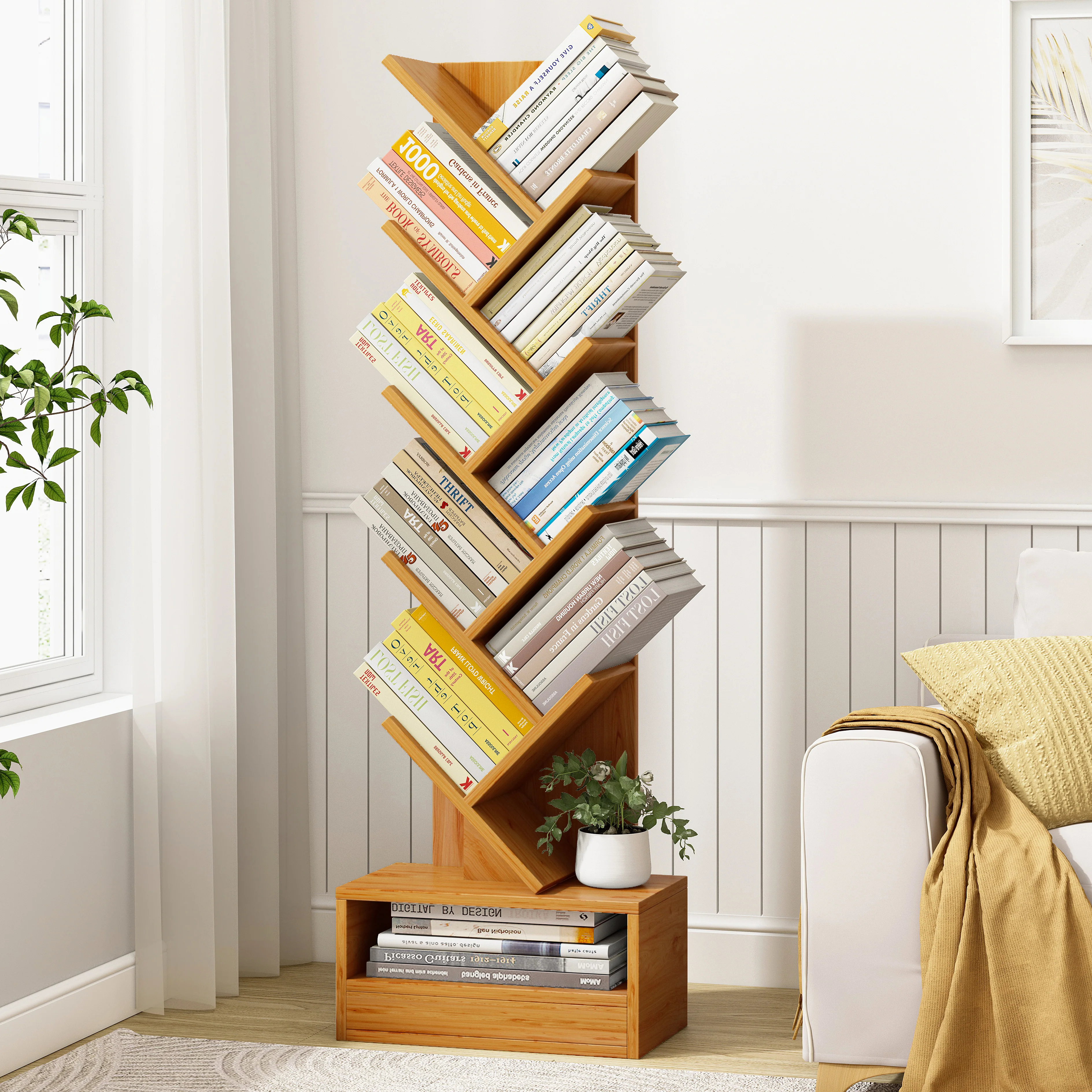 Resort Bookshelf Display Cabinet Shelf Bookcase Organizer (Honey Oak)